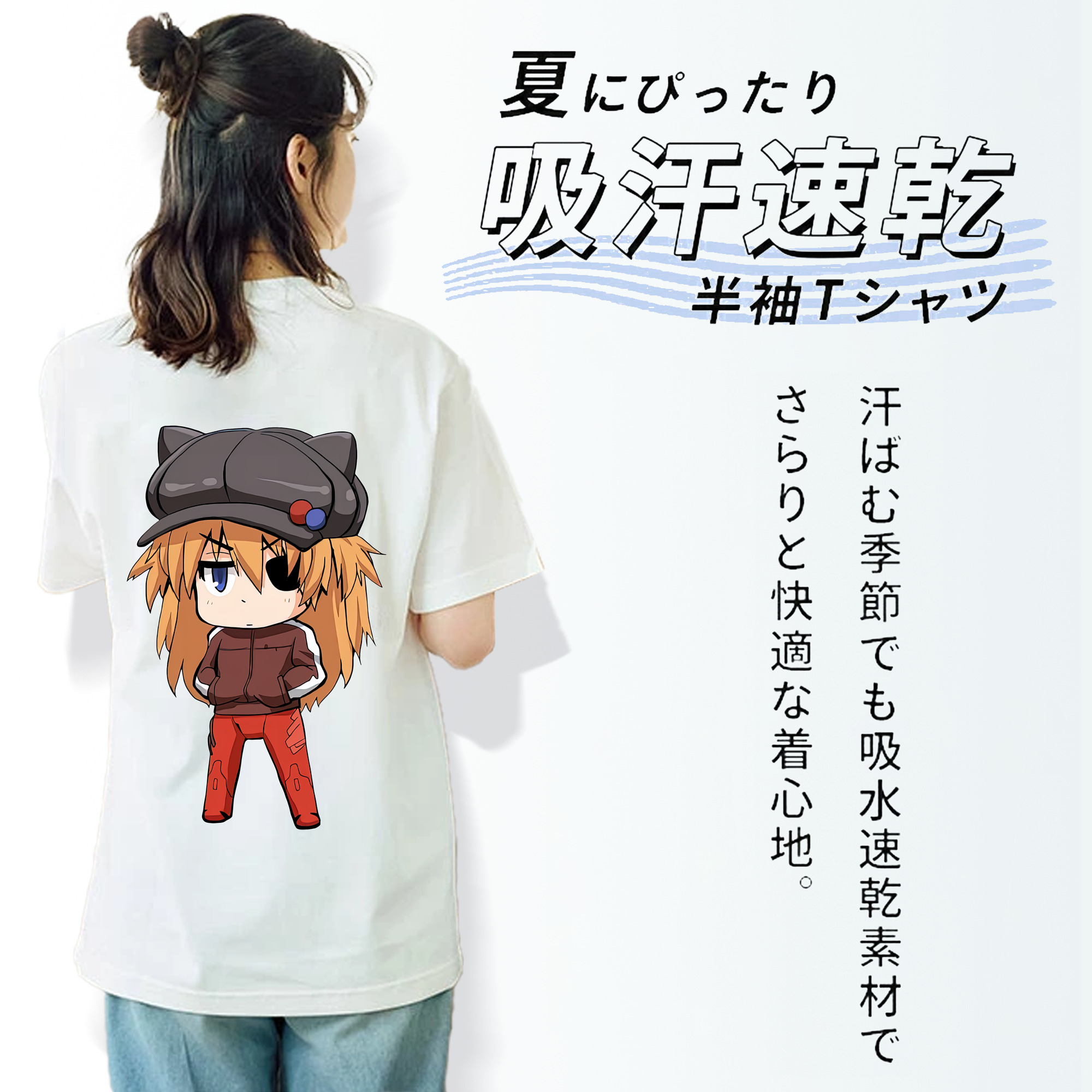 EVA 新世紀エヴァンゲリオン レディース半袖Tシャツ(バックプリント)