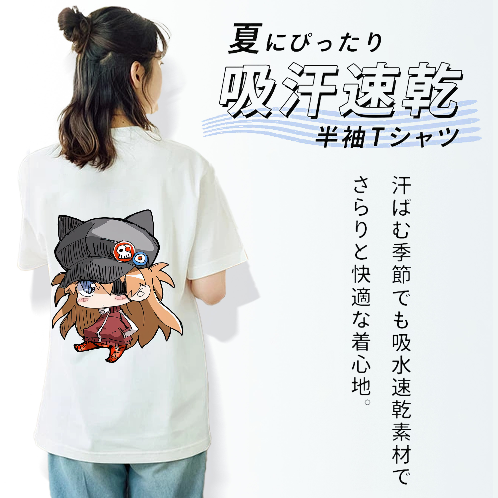 EVA 新世紀エヴァンゲリオン レディース半袖Tシャツ(バックプリント)