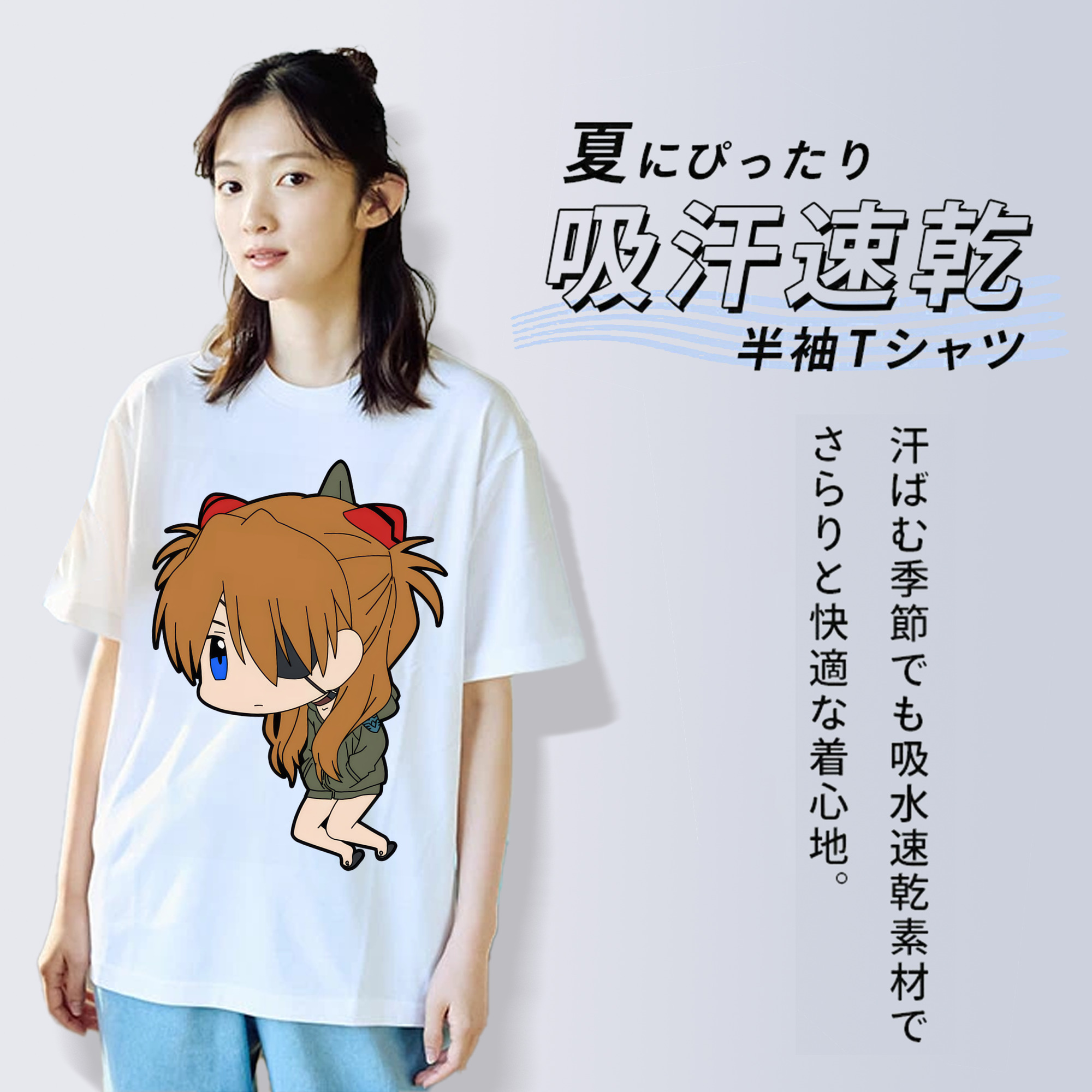 EVA 新世紀エヴァンゲリオン レディースカジュアルプリントTシャツ（綿100％）