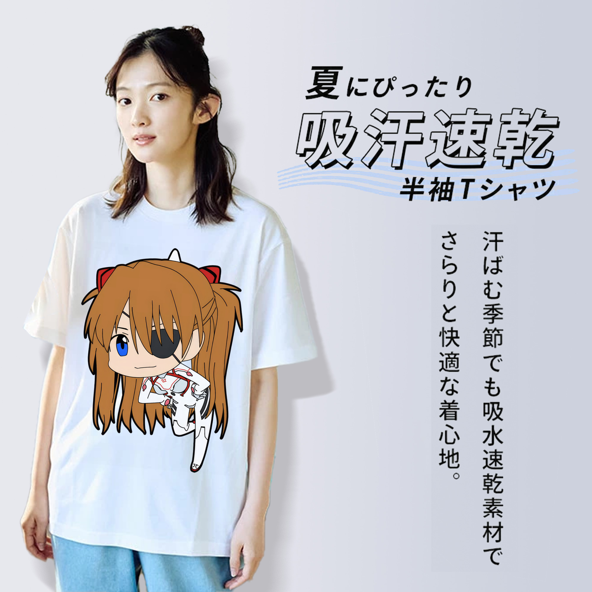 EVA 新世紀エヴァンゲリオン レディースカジュアルプリントTシャツ（綿100％）