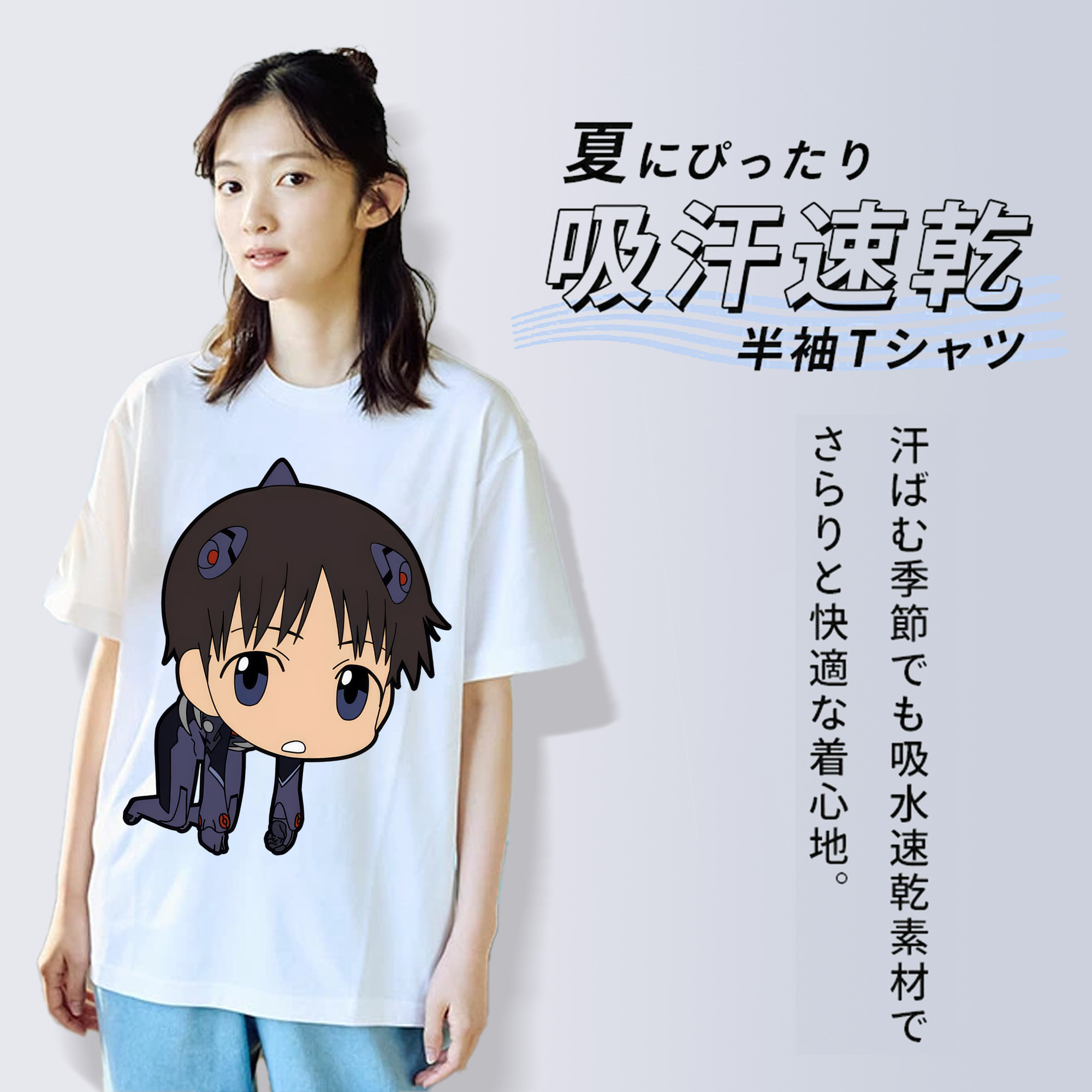 EVA 新世紀エヴァンゲリオン レディースカジュアルプリントTシャツ（綿100％）