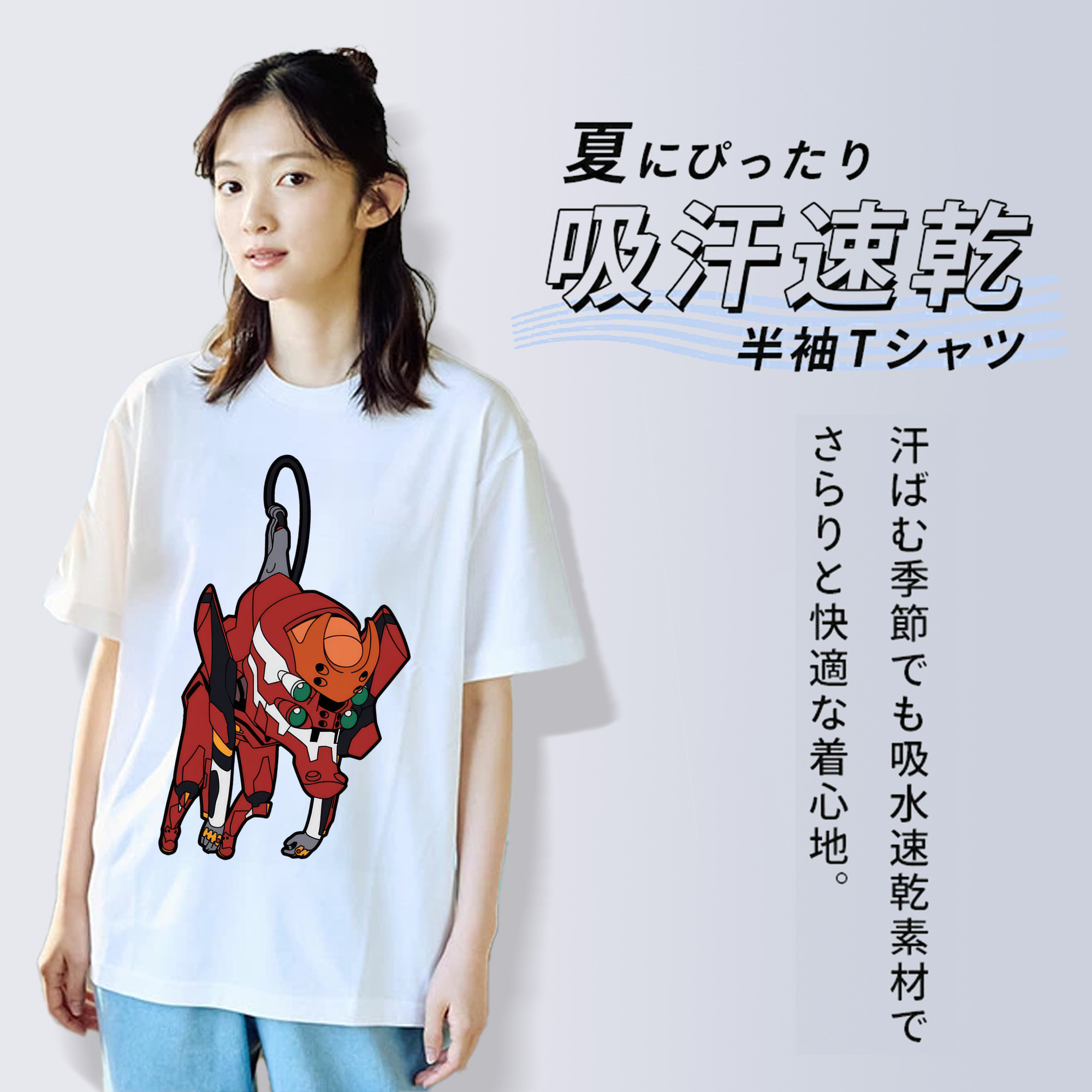 EVA 新世紀エヴァンゲリオン レディースカジュアルプリントTシャツ（綿100％）