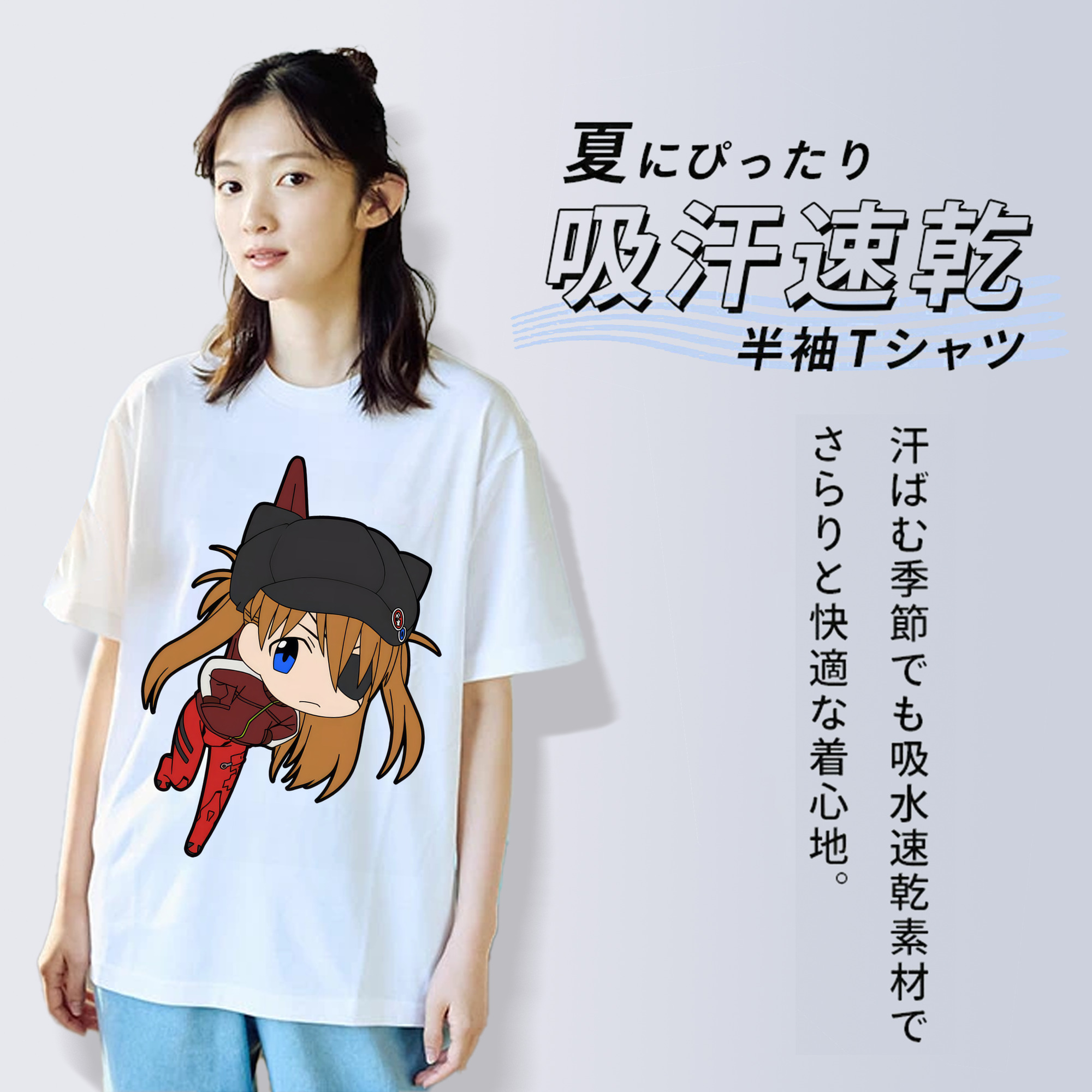 EVA 新世紀エヴァンゲリオン レディースカジュアルプリントTシャツ（綿100％）