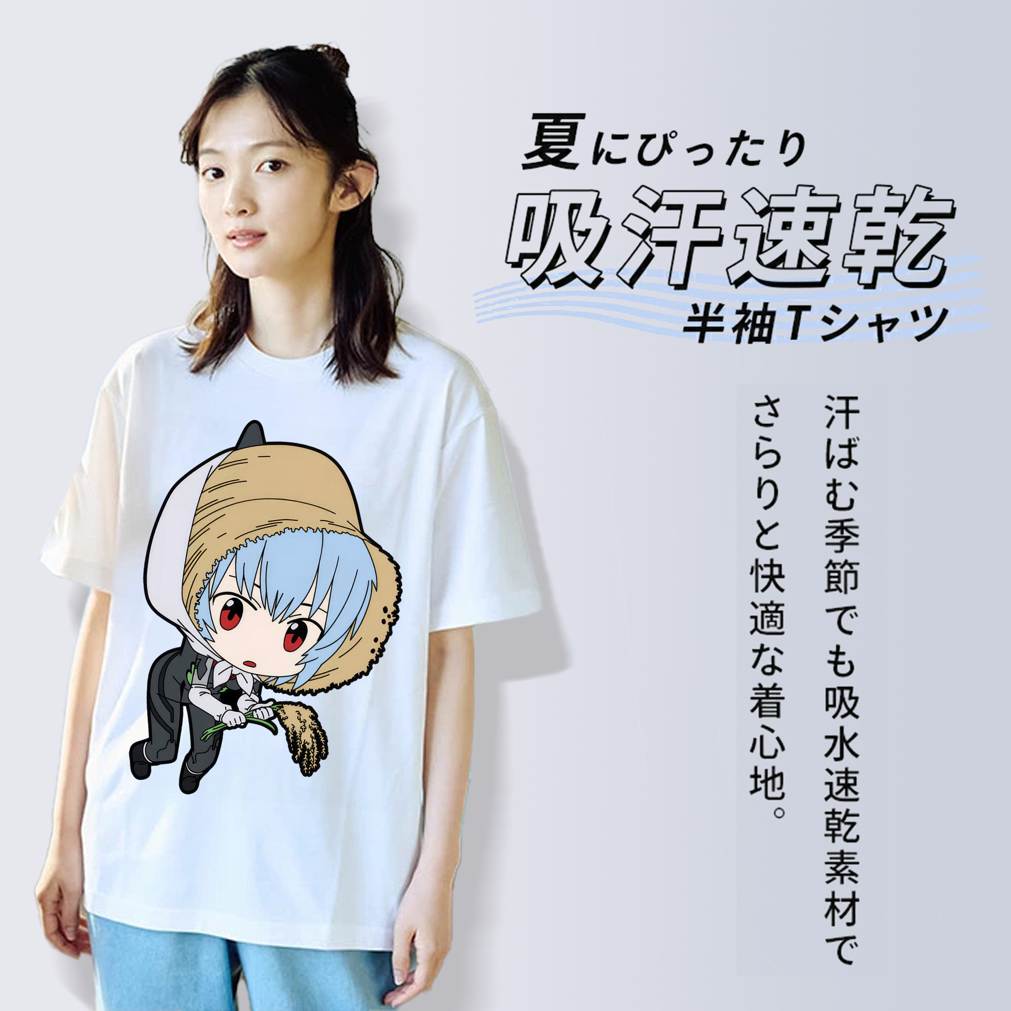 EVA 新世紀エヴァンゲリオン レディースカジュアルプリントTシャツ（綿100％）