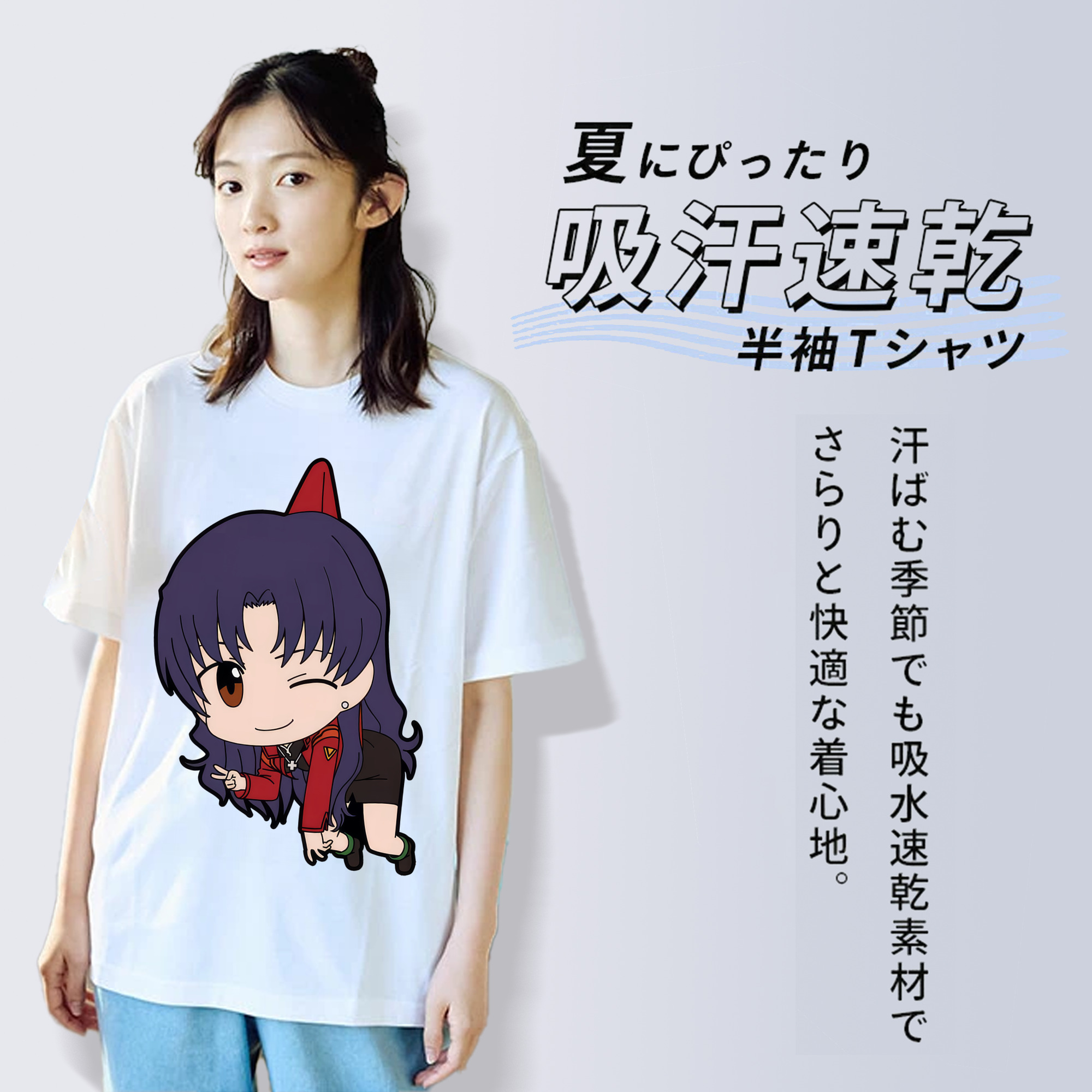 EVA 新世紀エヴァンゲリオン レディースカジュアルプリントTシャツ（綿100％）