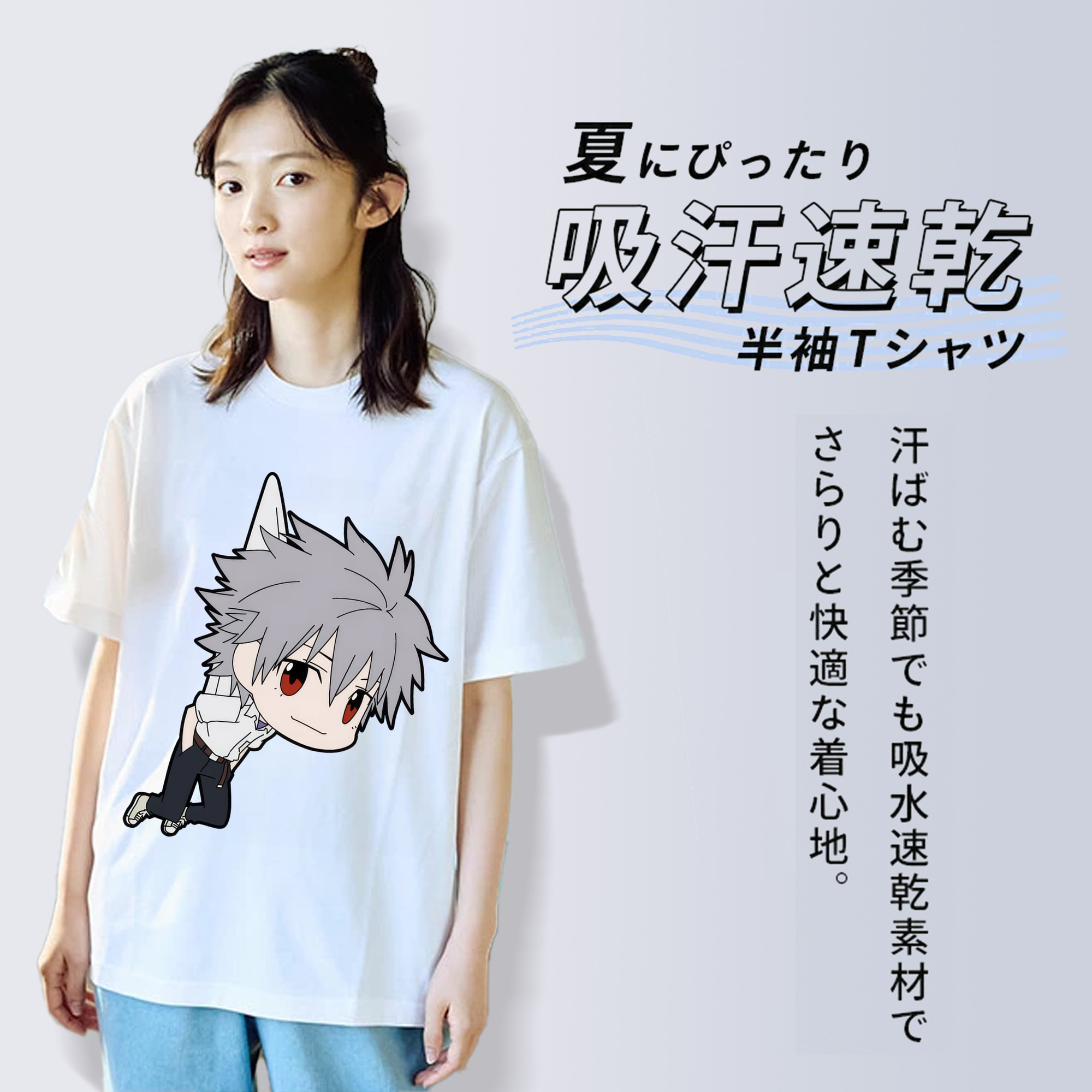 EVA 新世紀エヴァンゲリオン レディースカジュアルプリントTシャツ（綿100％）