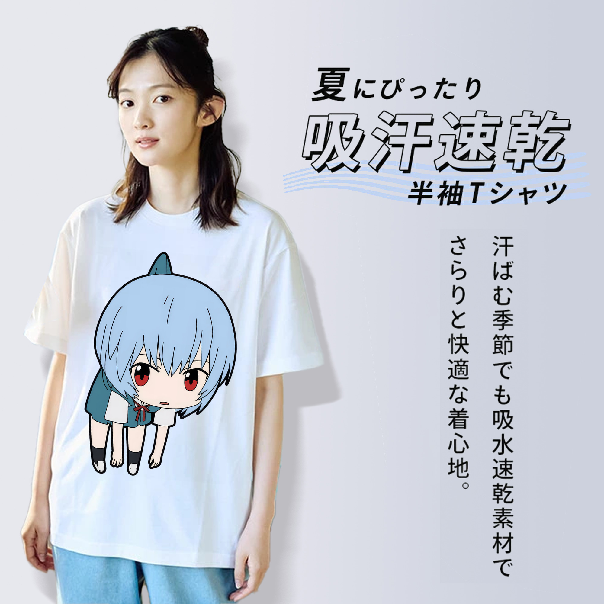 EVA 新世紀エヴァンゲリオン レディースカジュアルプリントTシャツ（綿100％）