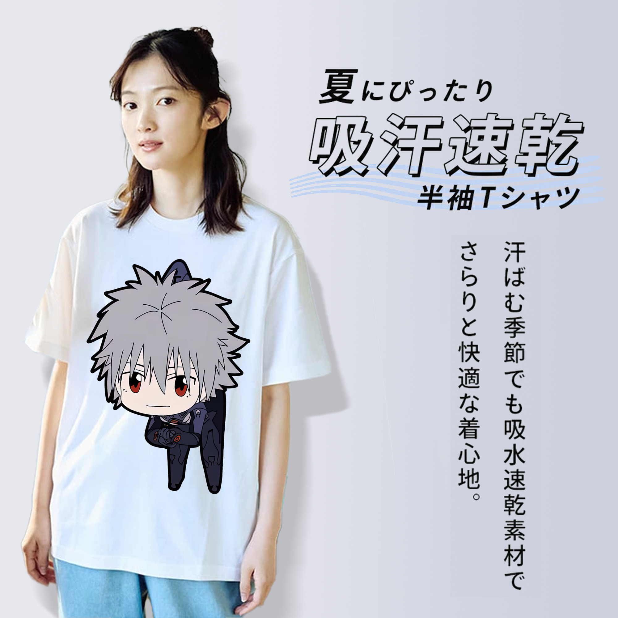 EVA 新世紀エヴァンゲリオン レディースカジュアルプリントTシャツ（綿100％）