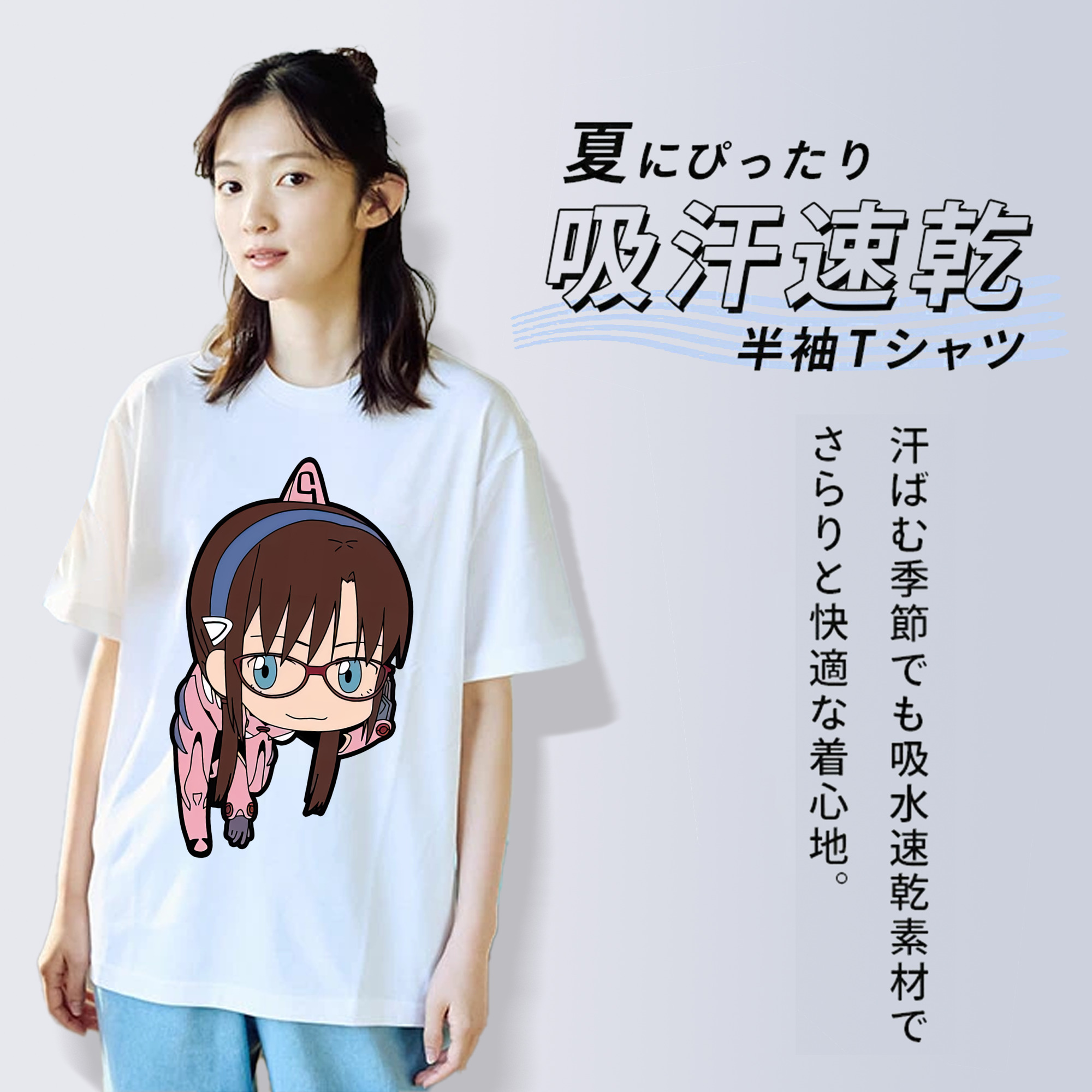 EVA 新世紀エヴァンゲリオン レディースカジュアルプリントTシャツ（綿100％）