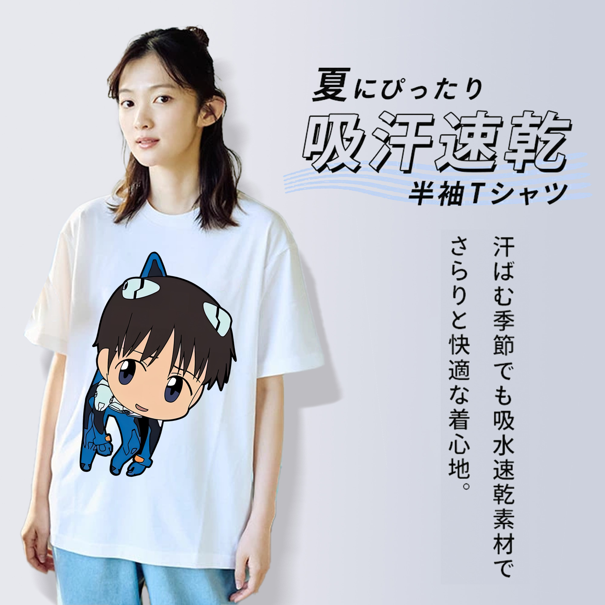 EVA 新世紀エヴァンゲリオン レディースカジュアルプリントTシャツ（綿100％）