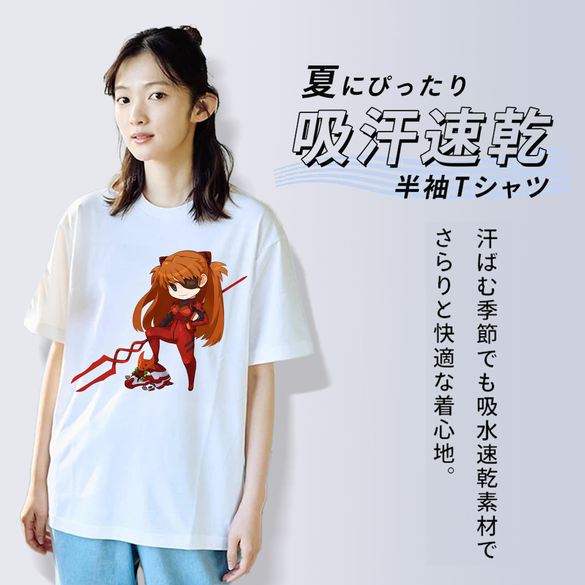 EVA 新世紀エヴァンゲリオン レディースカジュアルプリントTシャツ（綿100％）