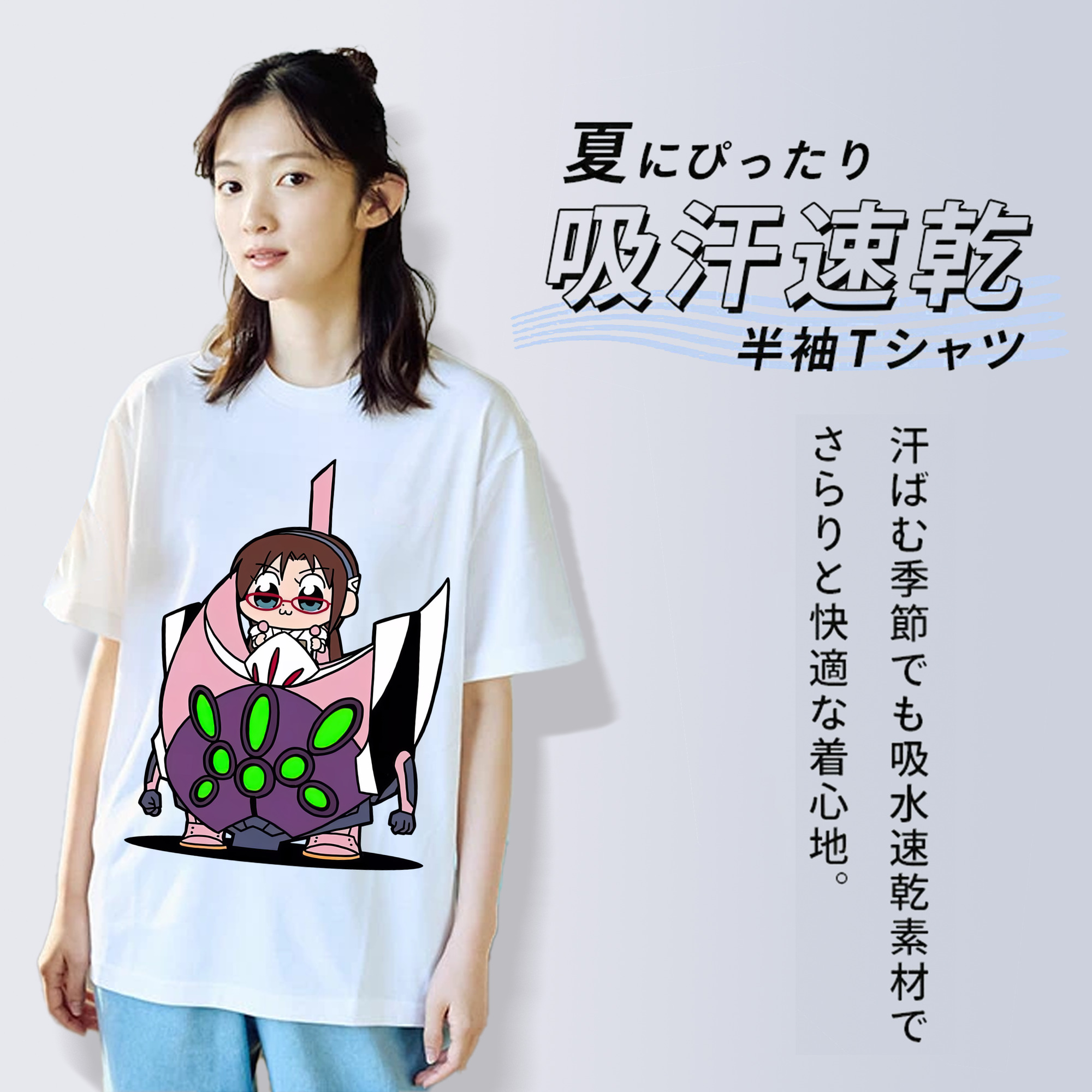 EVA 新世紀エヴァンゲリオン レディースカジュアルプリントTシャツ（綿100％）
