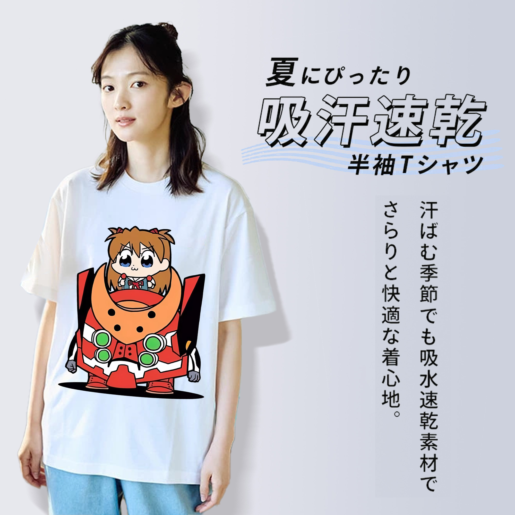 EVA 新世紀エヴァンゲリオン レディースカジュアルプリントTシャツ（綿100％）