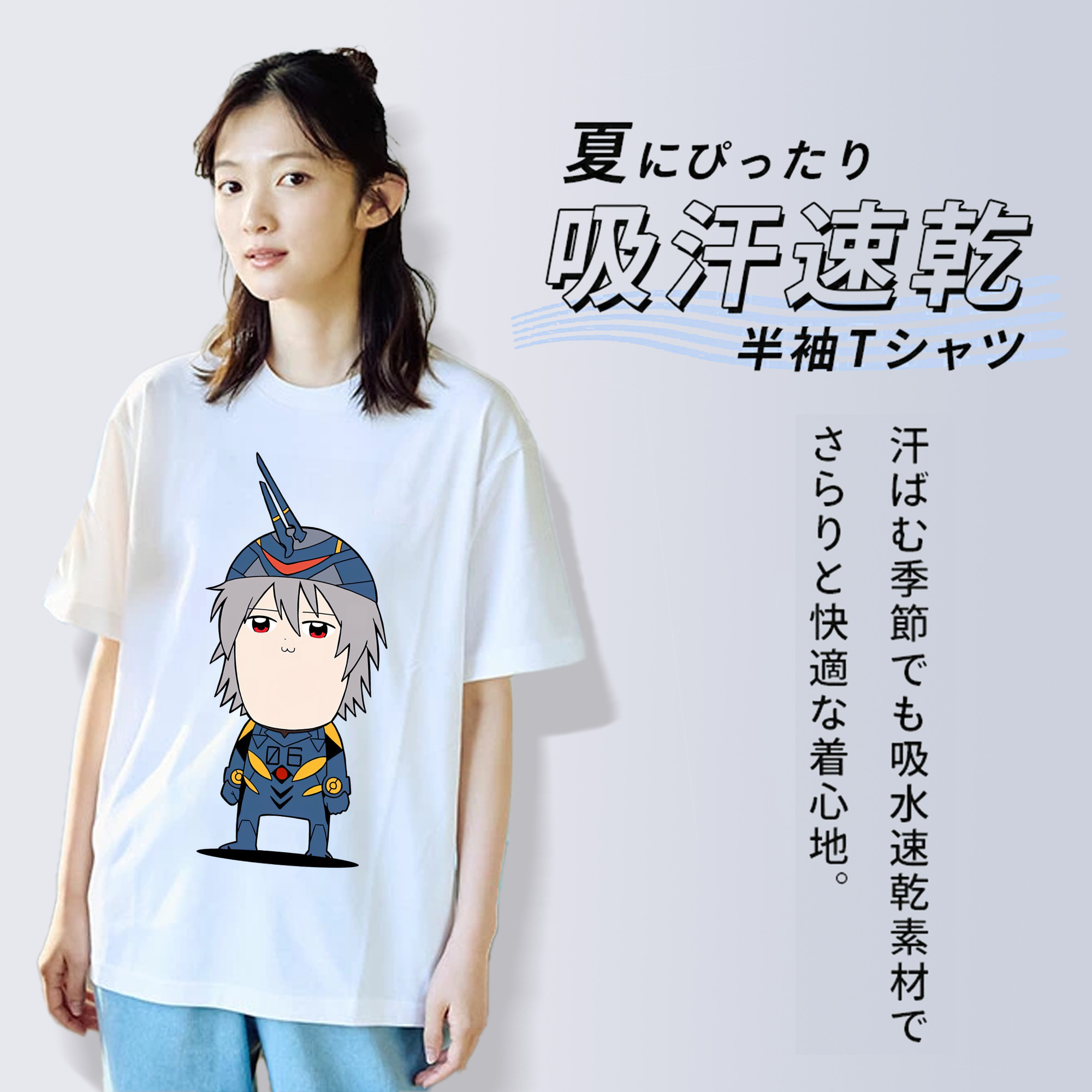 EVA 新世紀エヴァンゲリオン レディースカジュアルプリントTシャツ（綿100％）