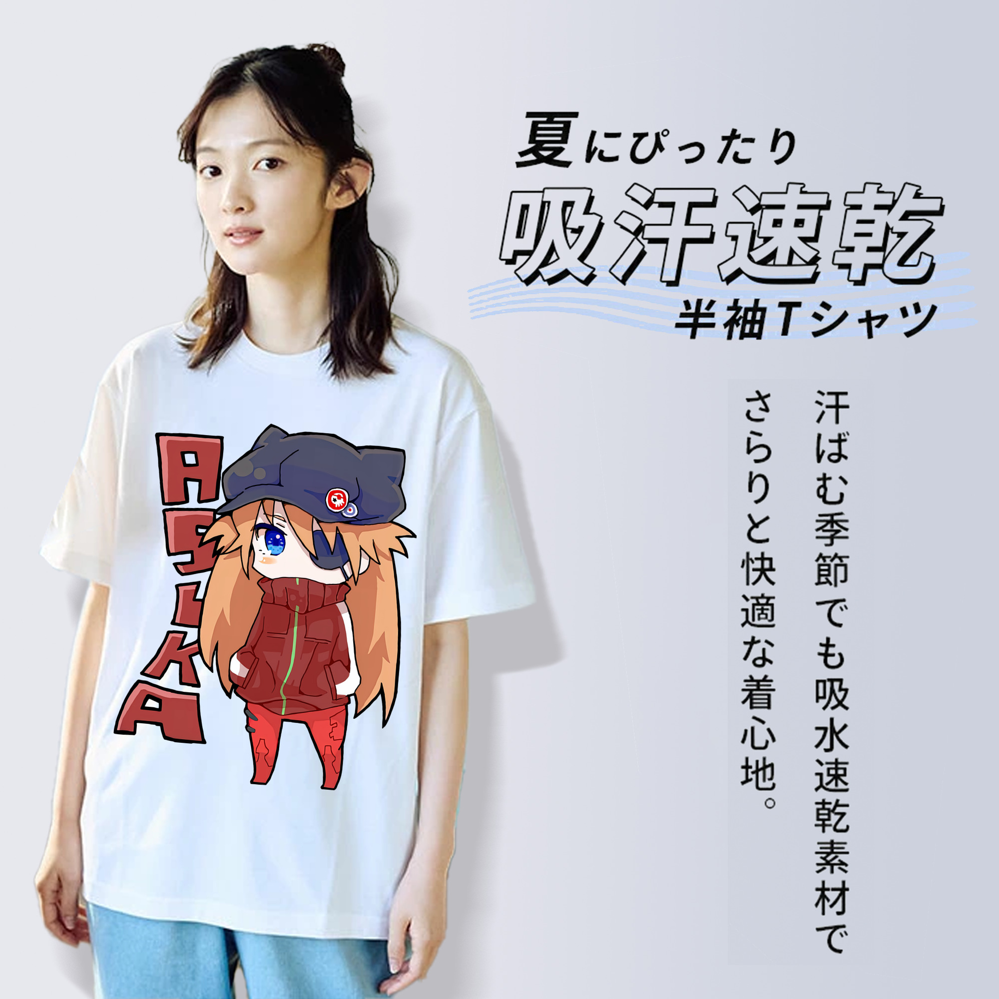 EVA 新世紀エヴァンゲリオン レディースカジュアルプリントTシャツ（綿100％）
