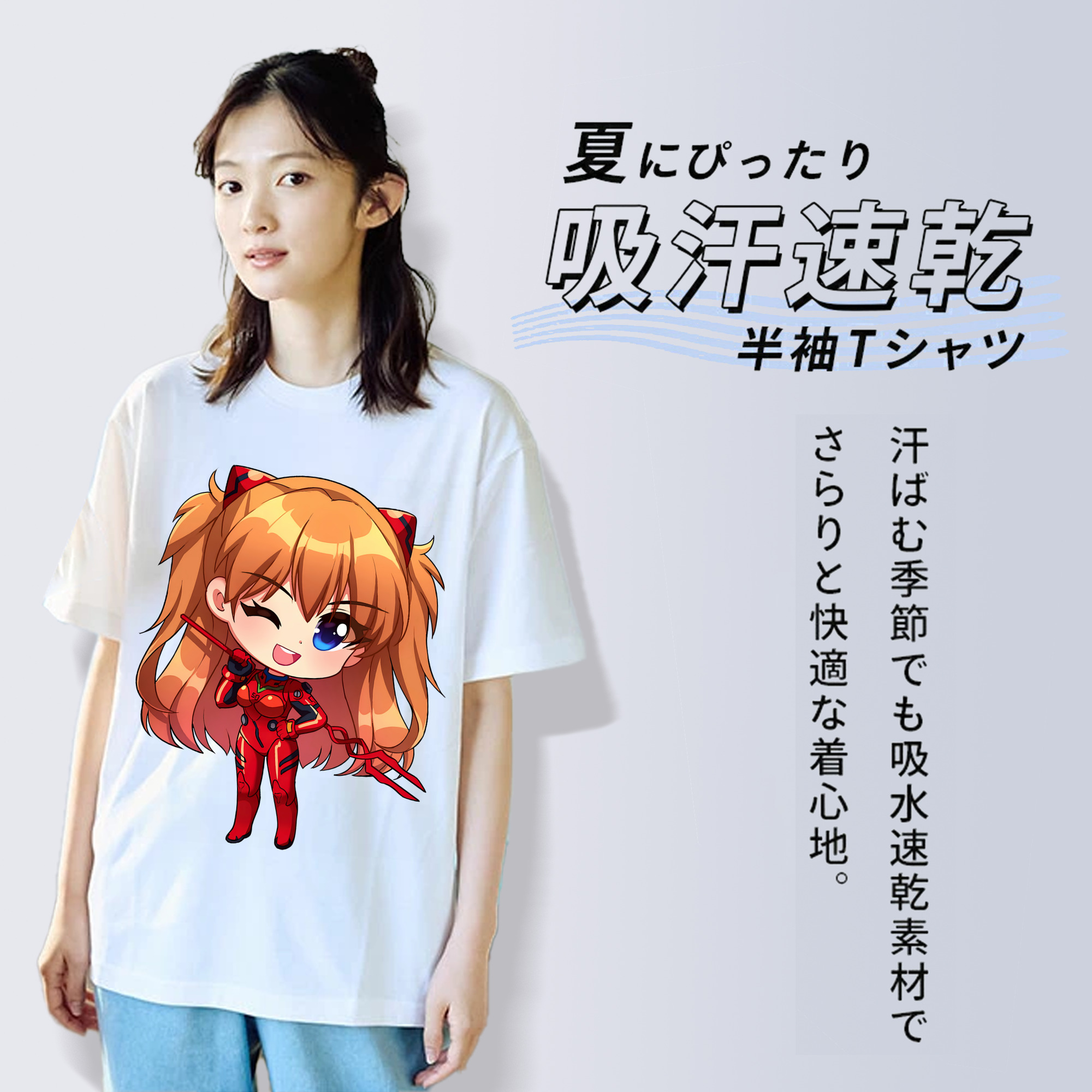 EVA 新世紀エヴァンゲリオン レディースカジュアルプリントTシャツ（綿100％）
