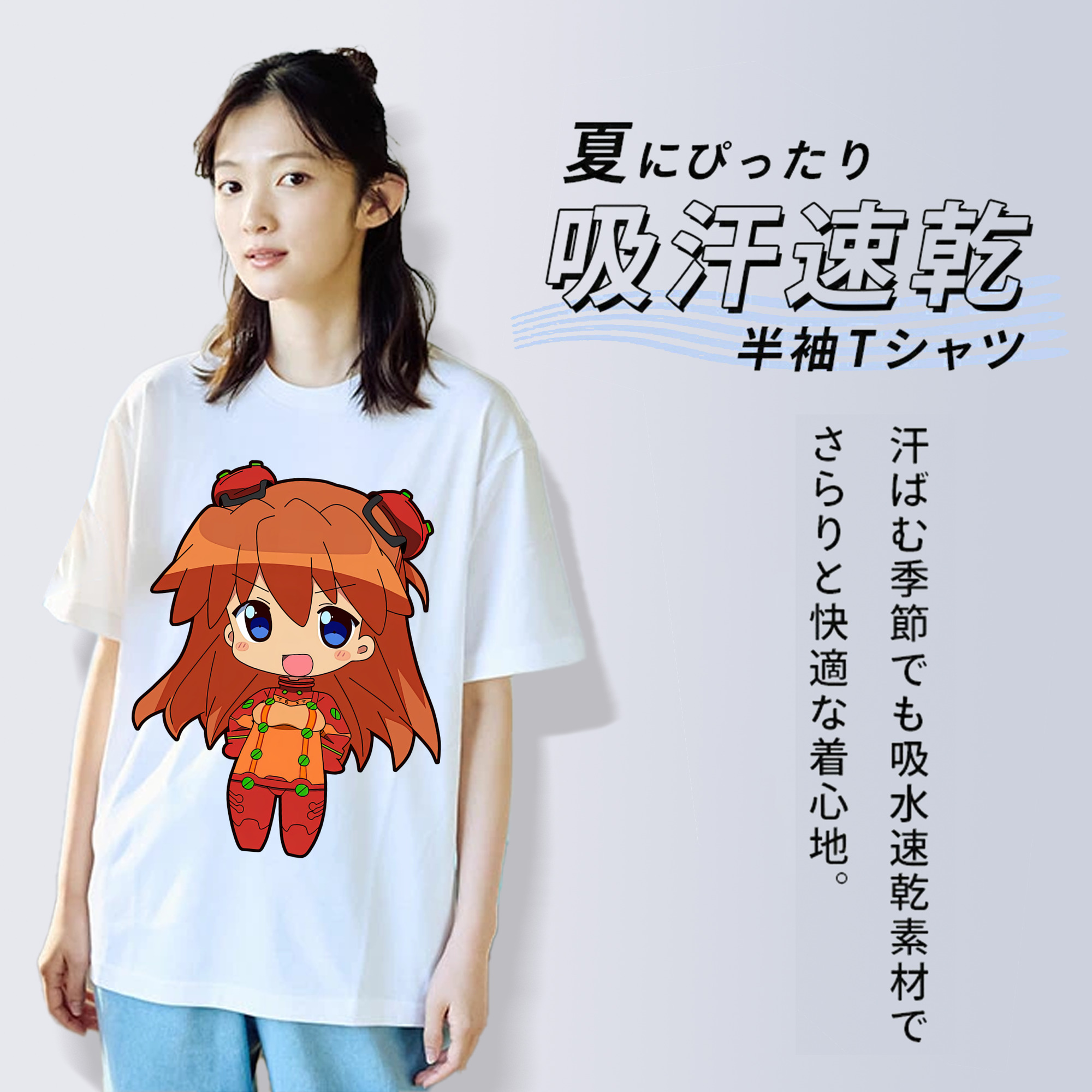 EVA 新世紀エヴァンゲリオン レディースカジュアルプリントTシャツ（綿100％）