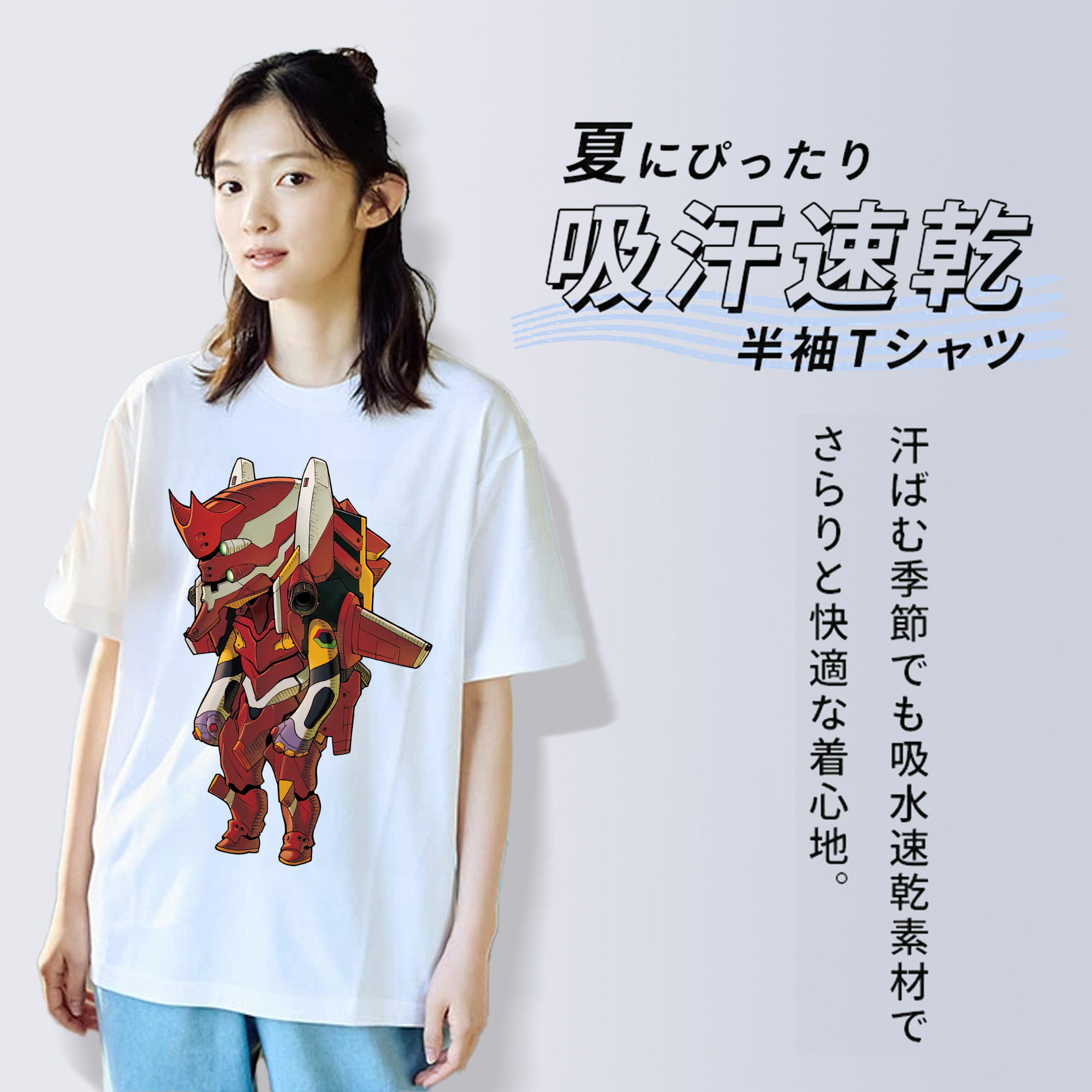 EVA 新世紀エヴァンゲリオン レディースカジュアルプリントTシャツ（綿100％）