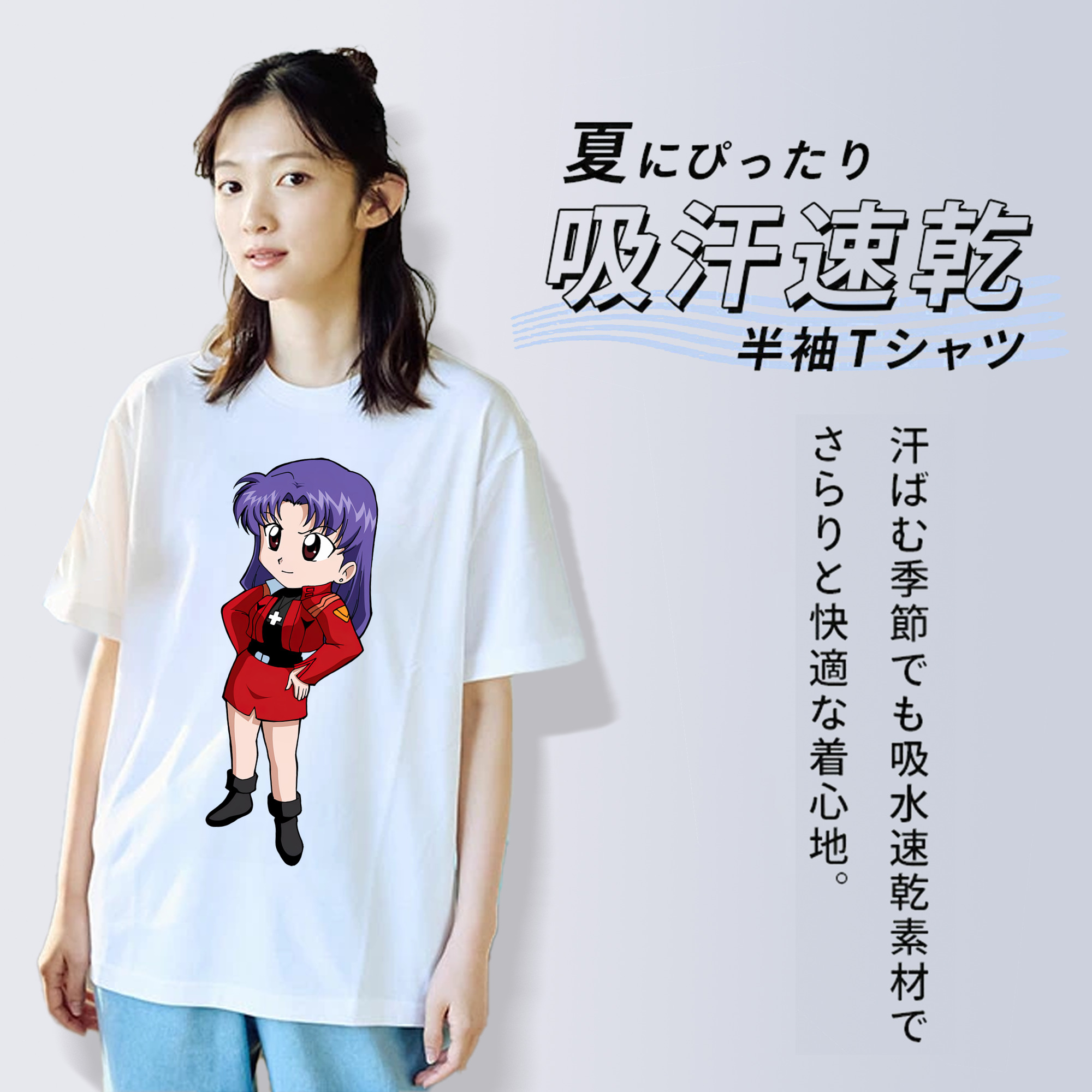 EVA 新世紀エヴァンゲリオン レディースカジュアルプリントTシャツ（綿100％）