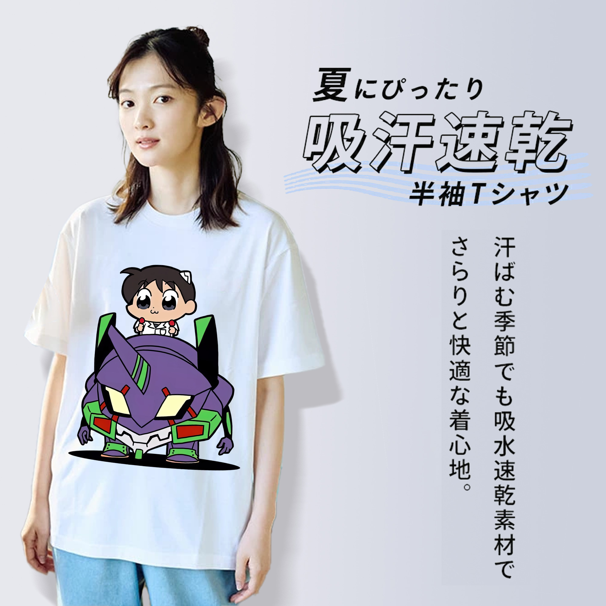 EVA 新世紀エヴァンゲリオン レディースカジュアルプリントTシャツ（綿100％）