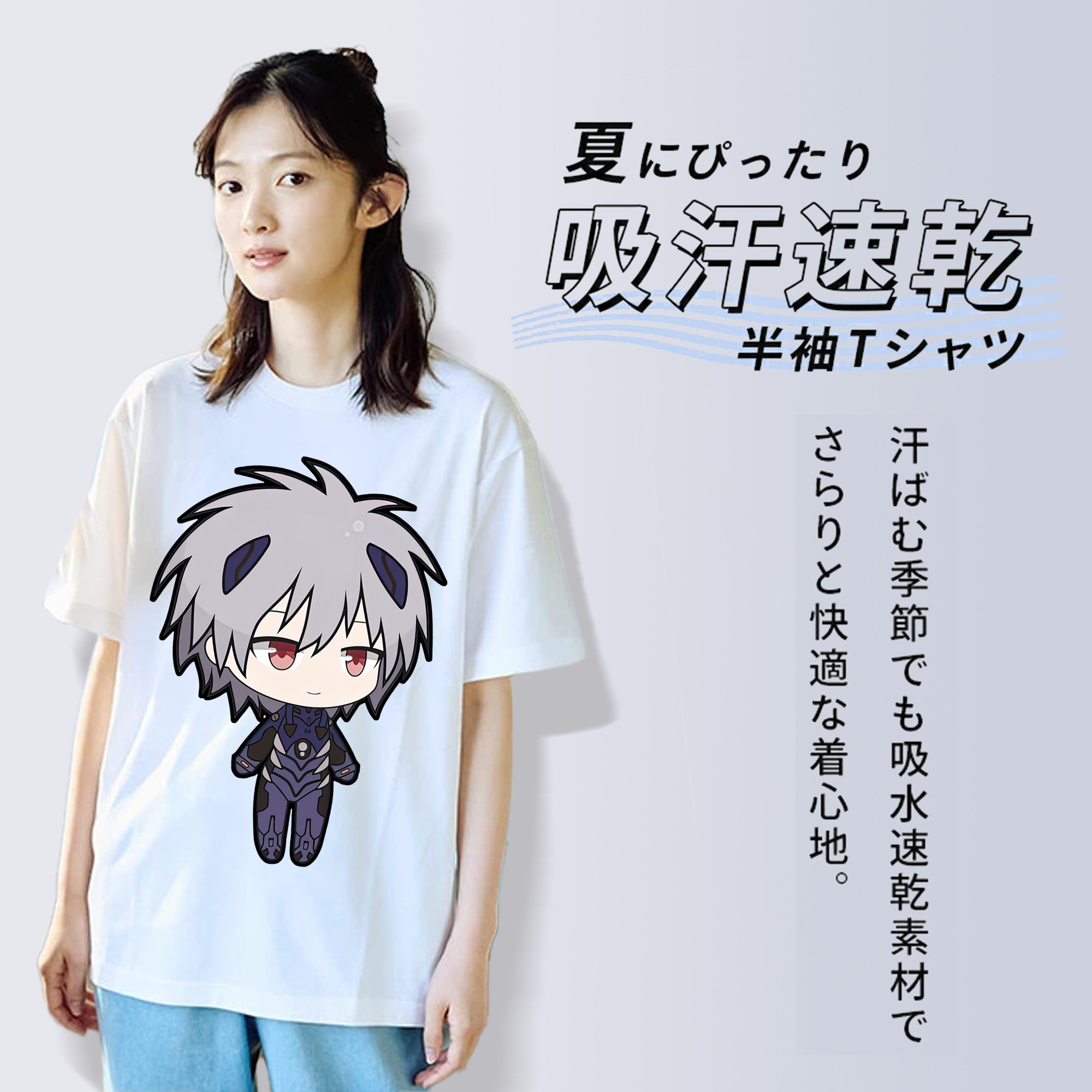 EVA 新世紀エヴァンゲリオン レディースカジュアルプリントTシャツ（綿100％）