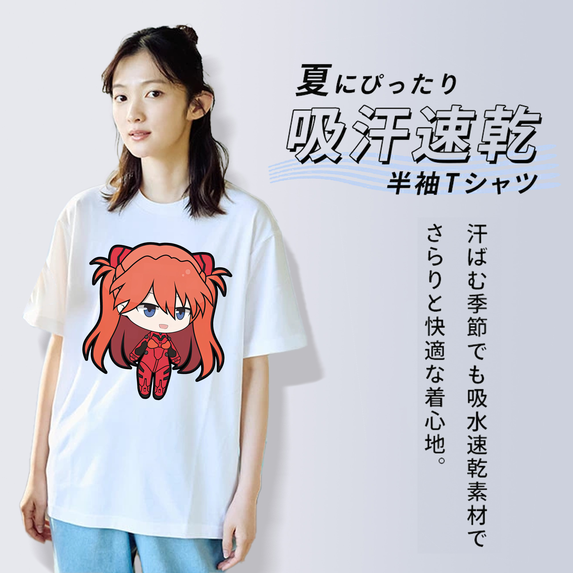 EVA 新世紀エヴァンゲリオン レディースカジュアルプリントTシャツ（綿100％）