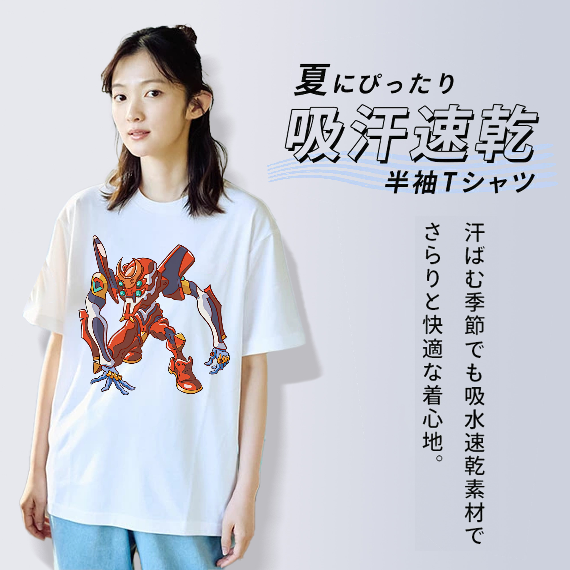 EVA 新世紀エヴァンゲリオン レディースカジュアルプリントTシャツ（綿100％）