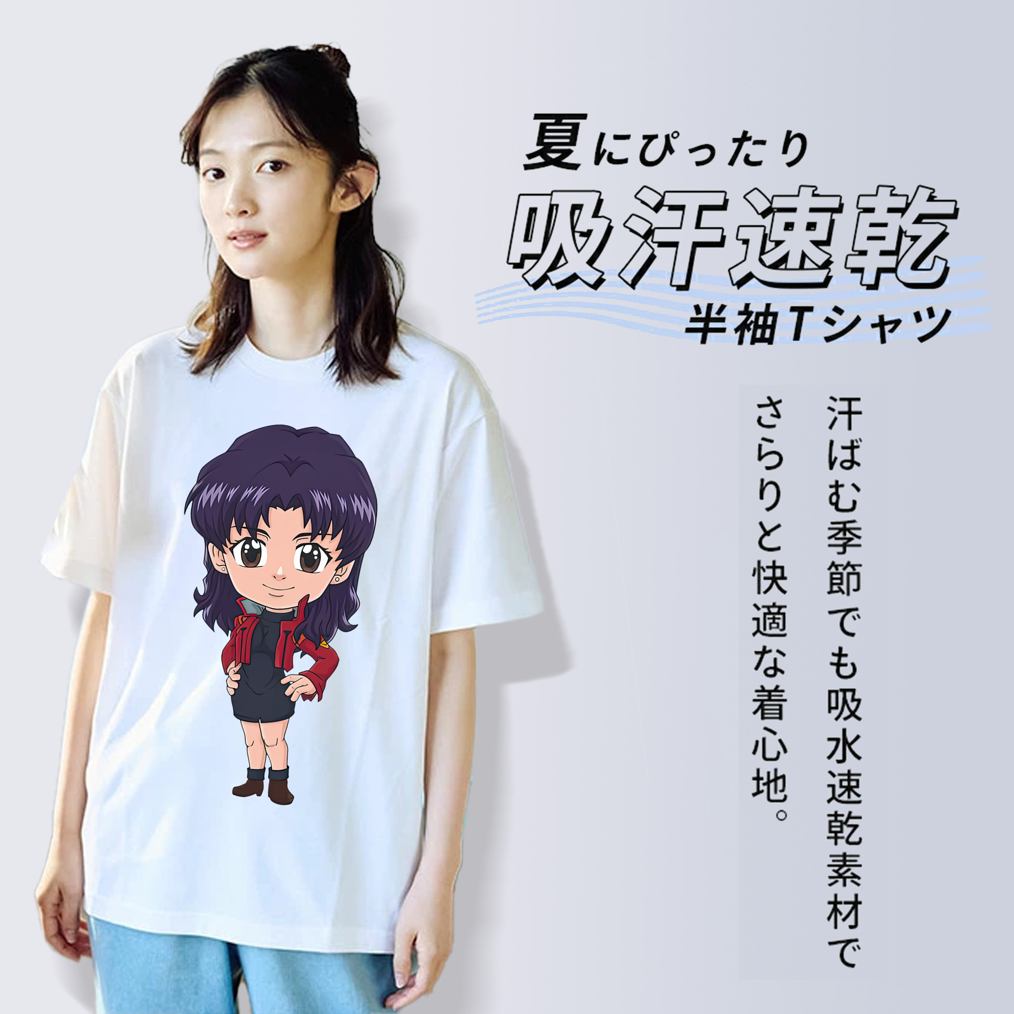 EVA 新世紀エヴァンゲリオン レディースカジュアルプリントTシャツ（綿100％）
