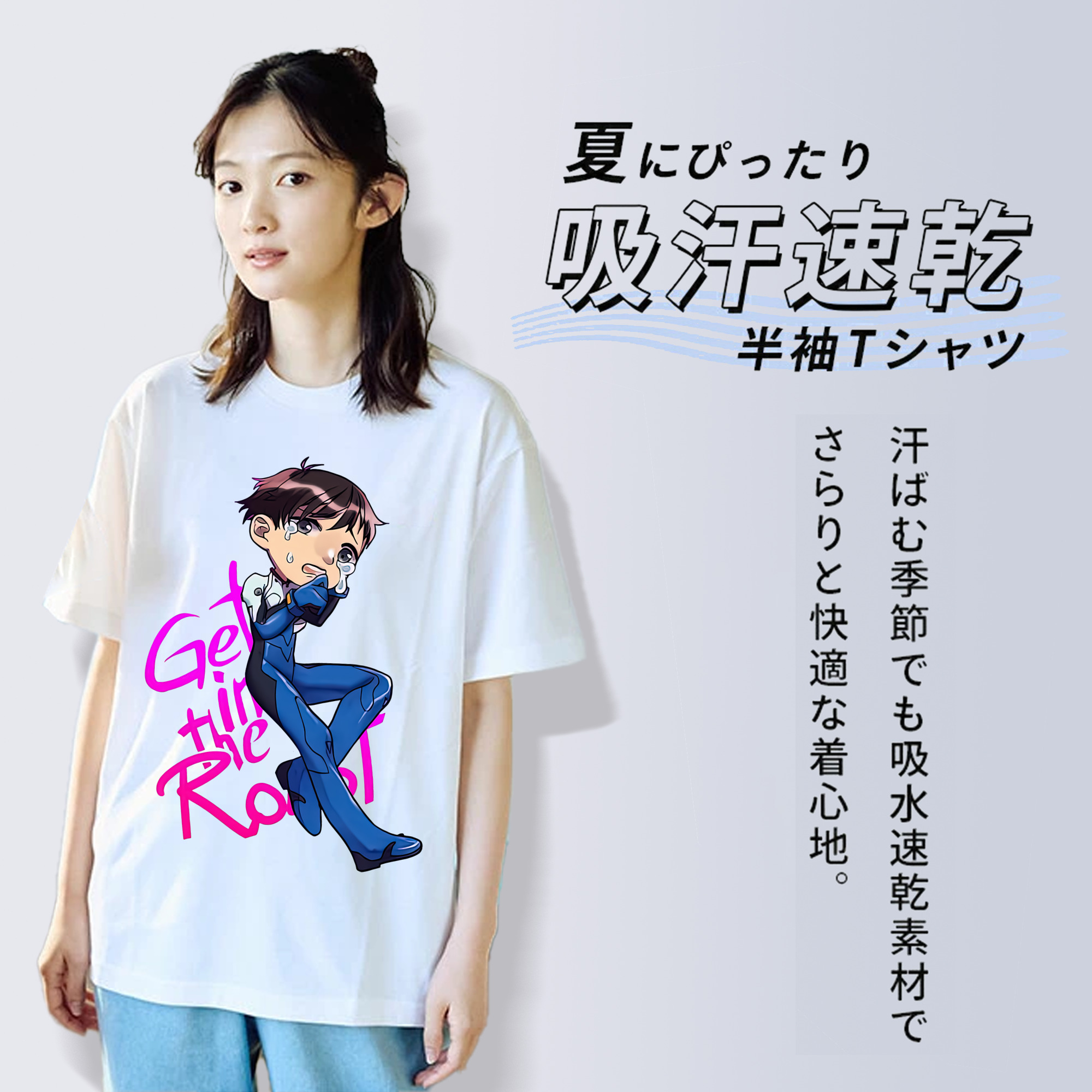 EVA 新世紀エヴァンゲリオン レディースカジュアルプリントTシャツ（綿100％）