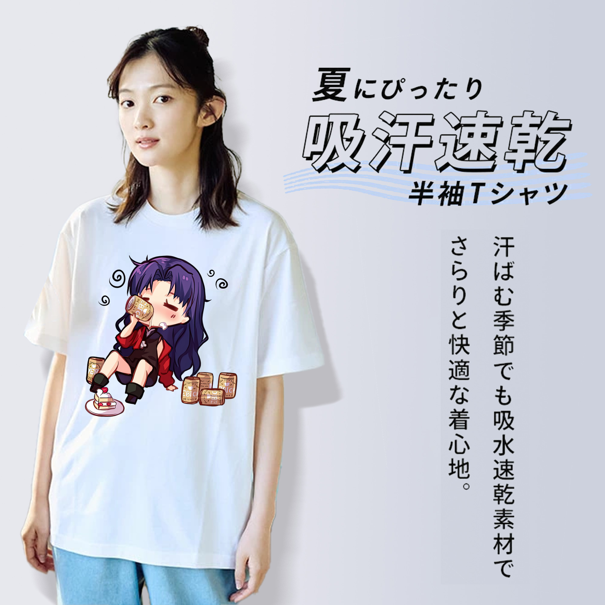 EVA 新世紀エヴァンゲリオン レディースカジュアルプリントTシャツ（綿100％）