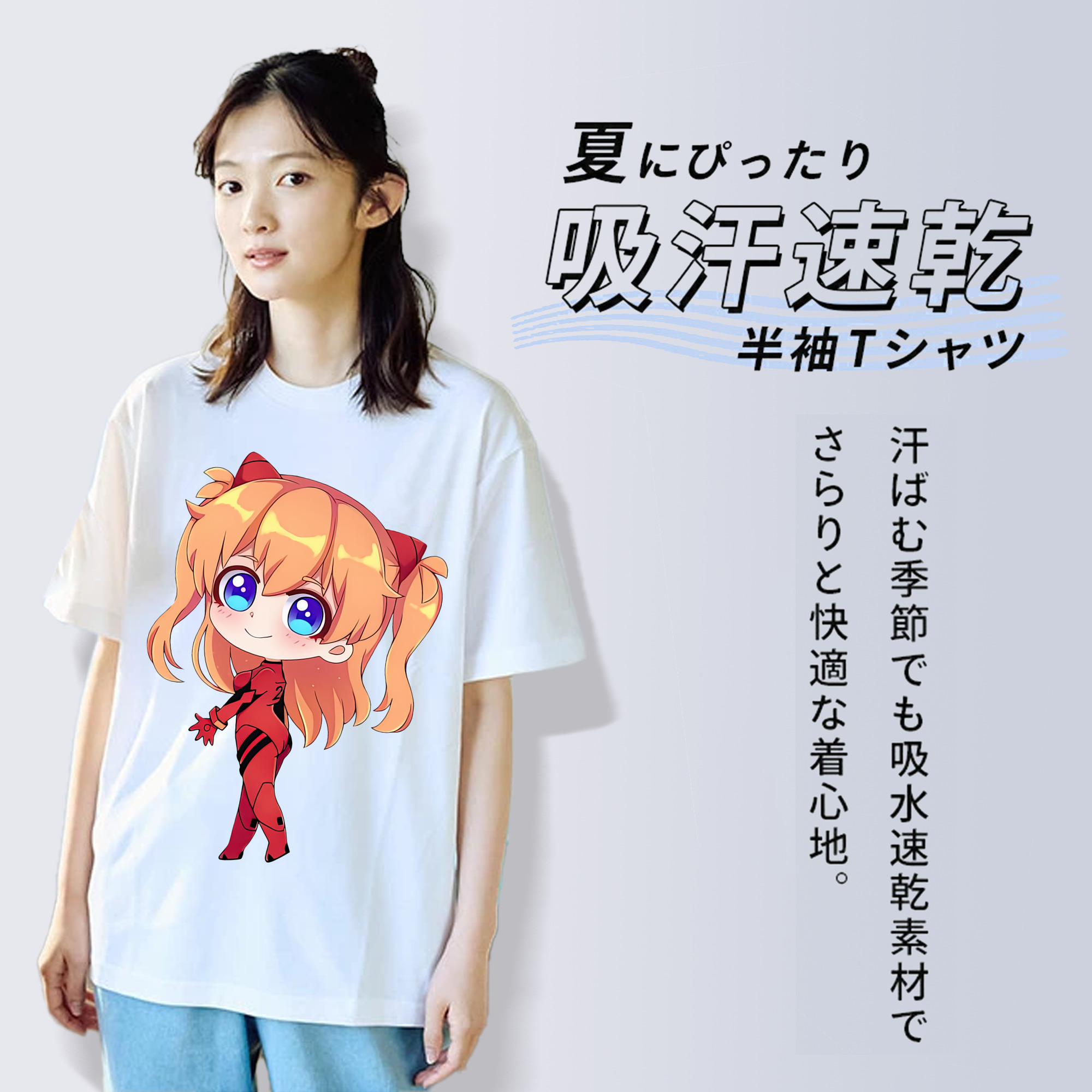 EVA 新世紀エヴァンゲリオン レディースカジュアルプリントTシャツ（綿100％）