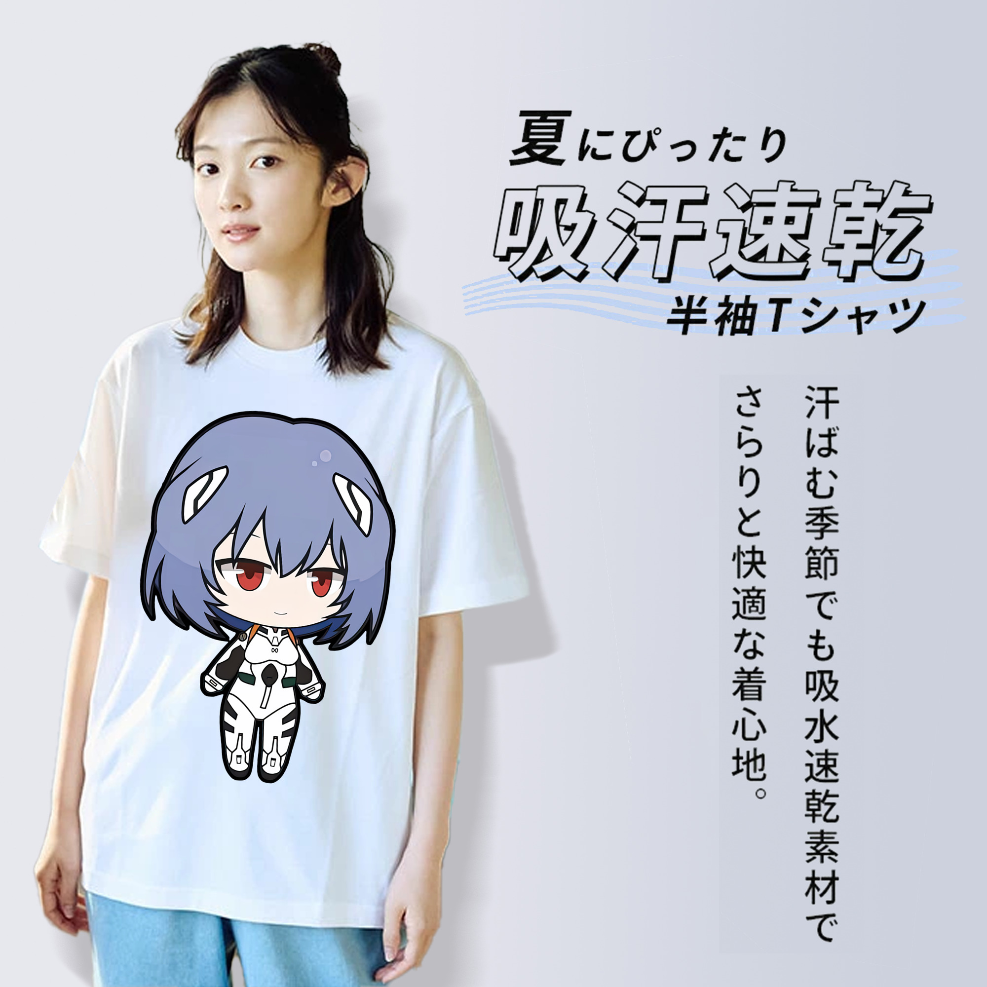 EVA 新世紀エヴァンゲリオン レディースカジュアルプリントTシャツ（綿100％）