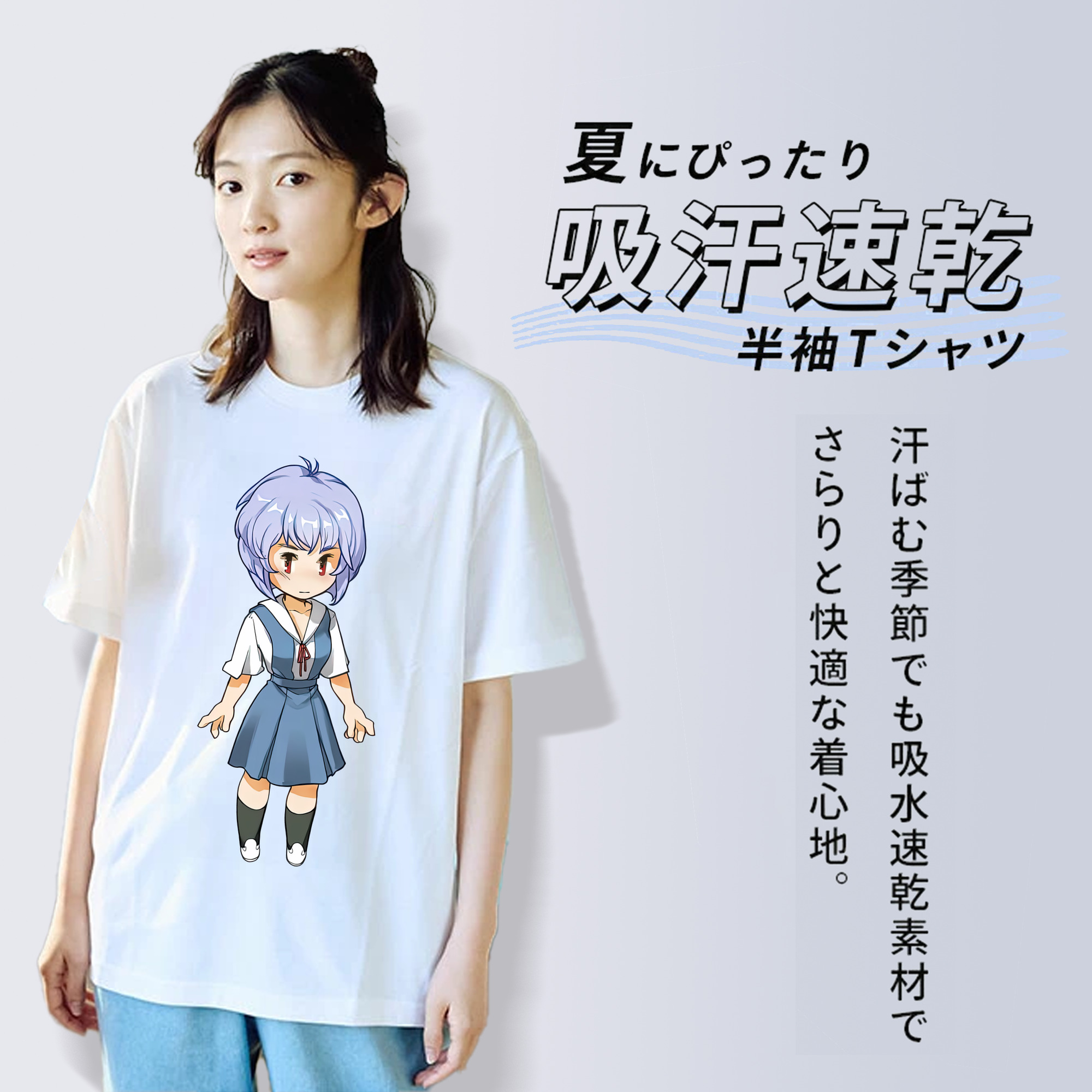 EVA 新世紀エヴァンゲリオン レディースカジュアルプリントTシャツ（綿100％）