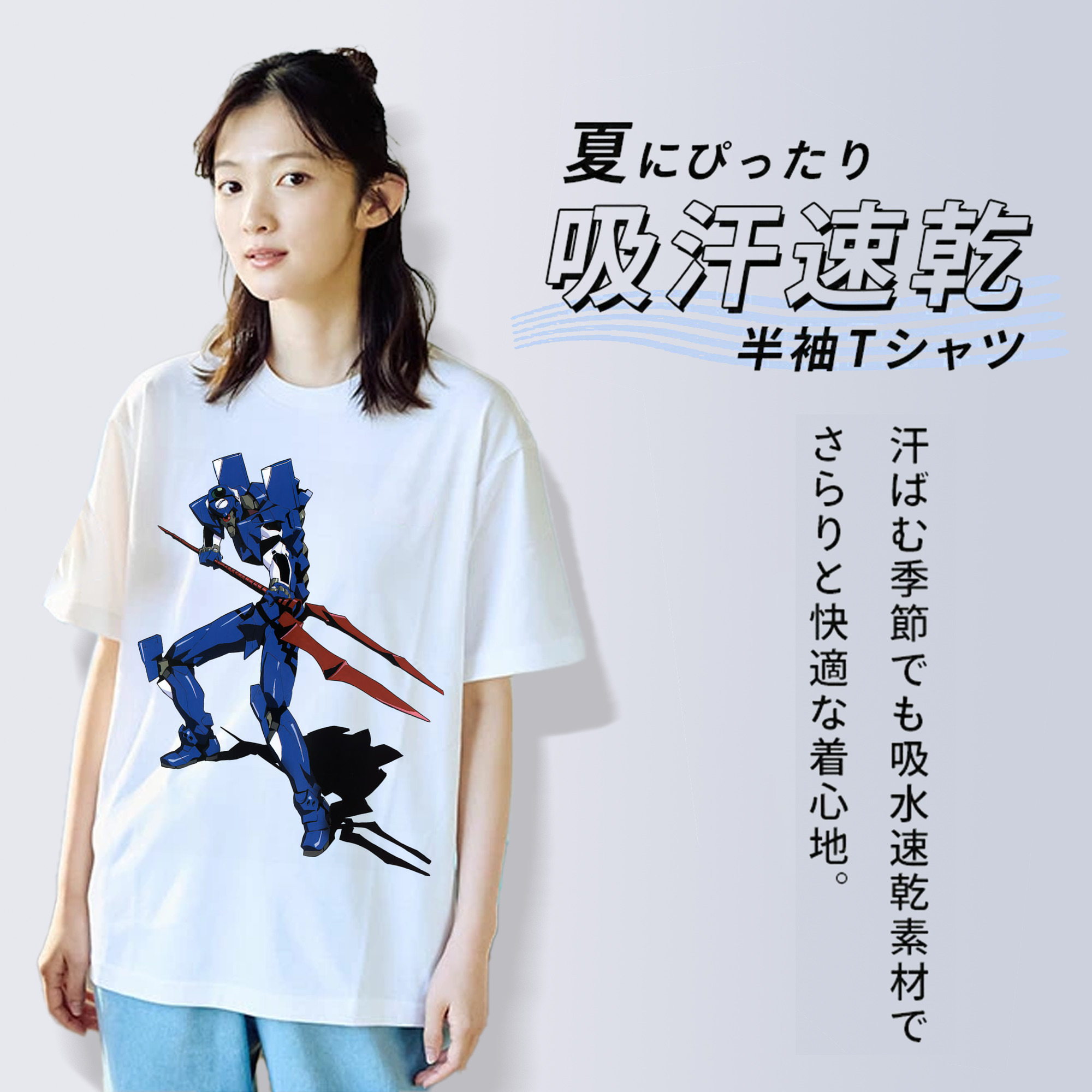 EVA 新世紀エヴァンゲリオン レディースカジュアルプリントTシャツ（綿100％）