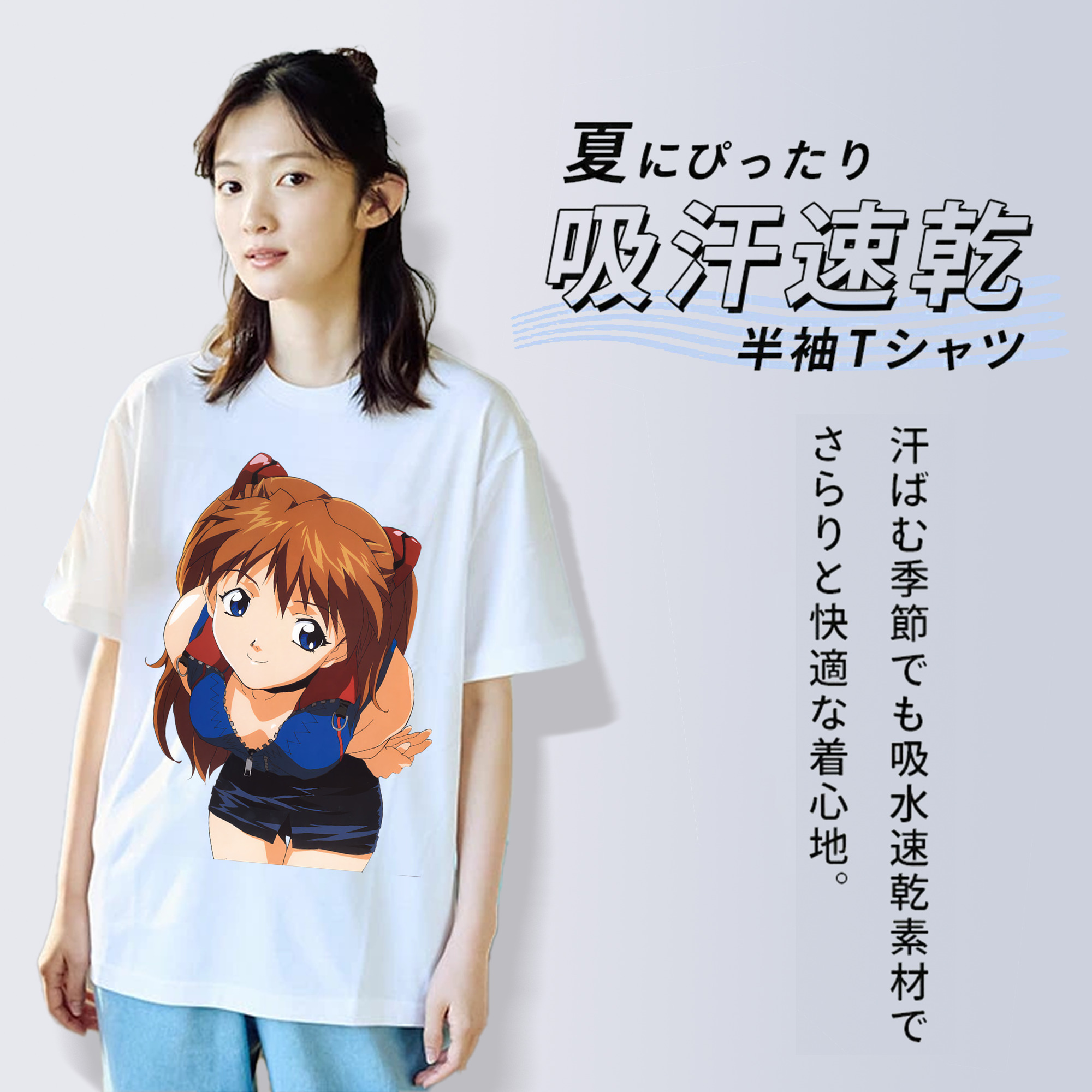 EVA 新世紀エヴァンゲリオン レディースカジュアルプリントTシャツ（綿100％）