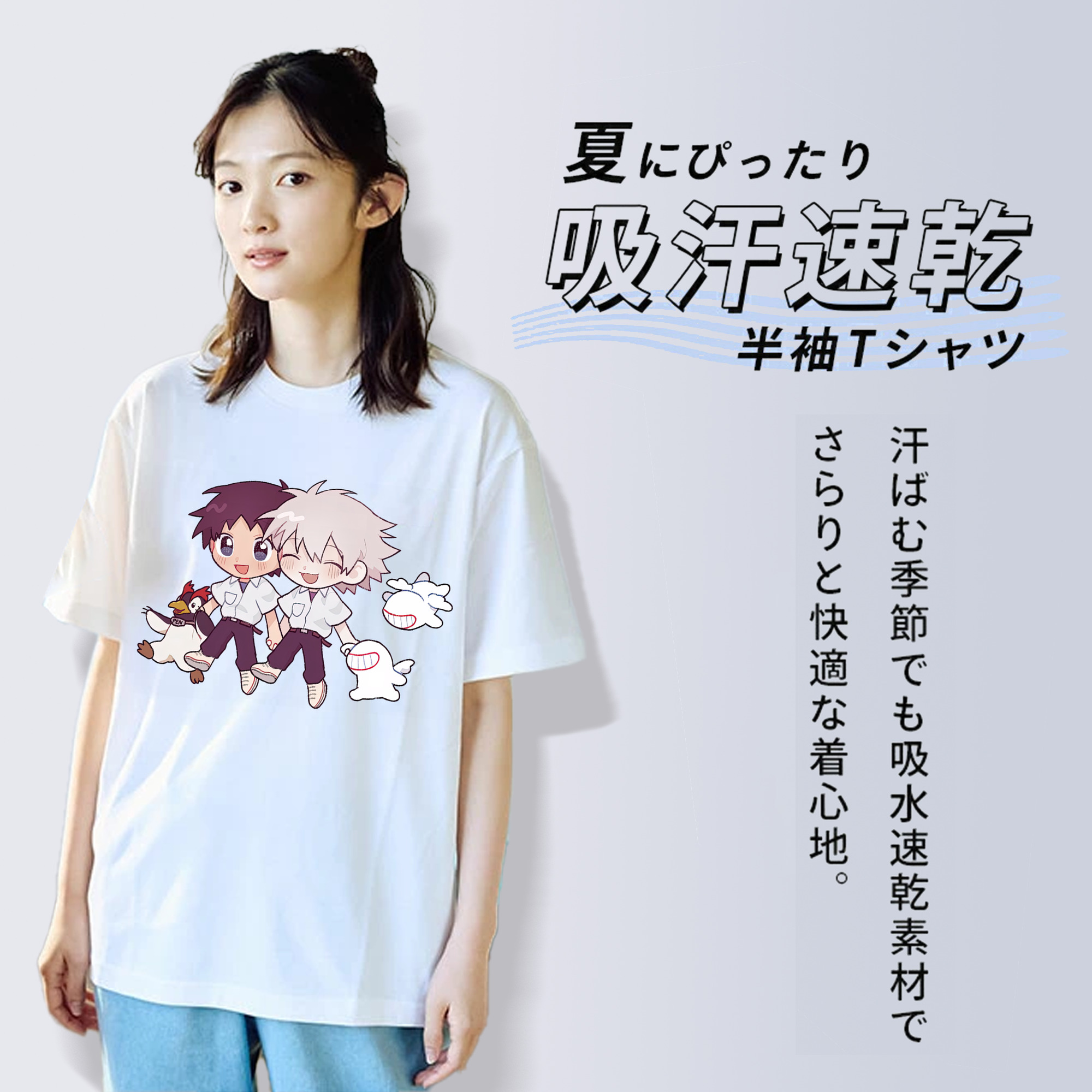 EVA 新世紀エヴァンゲリオン レディースカジュアルプリントTシャツ（綿100％）