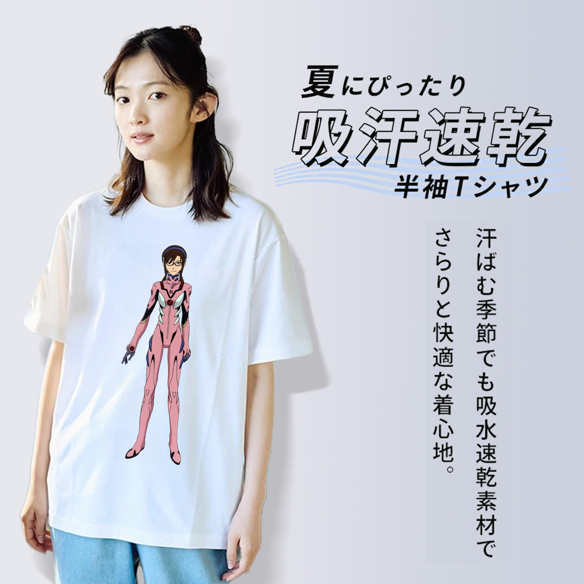 EVA 新世紀エヴァンゲリオン レディースカジュアルプリントTシャツ（綿100％）
