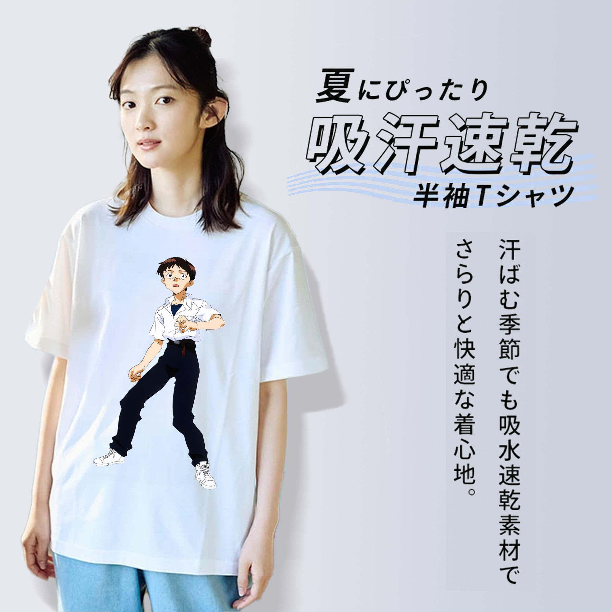 EVA 新世紀エヴァンゲリオン レディースカジュアルプリントTシャツ（綿100％）