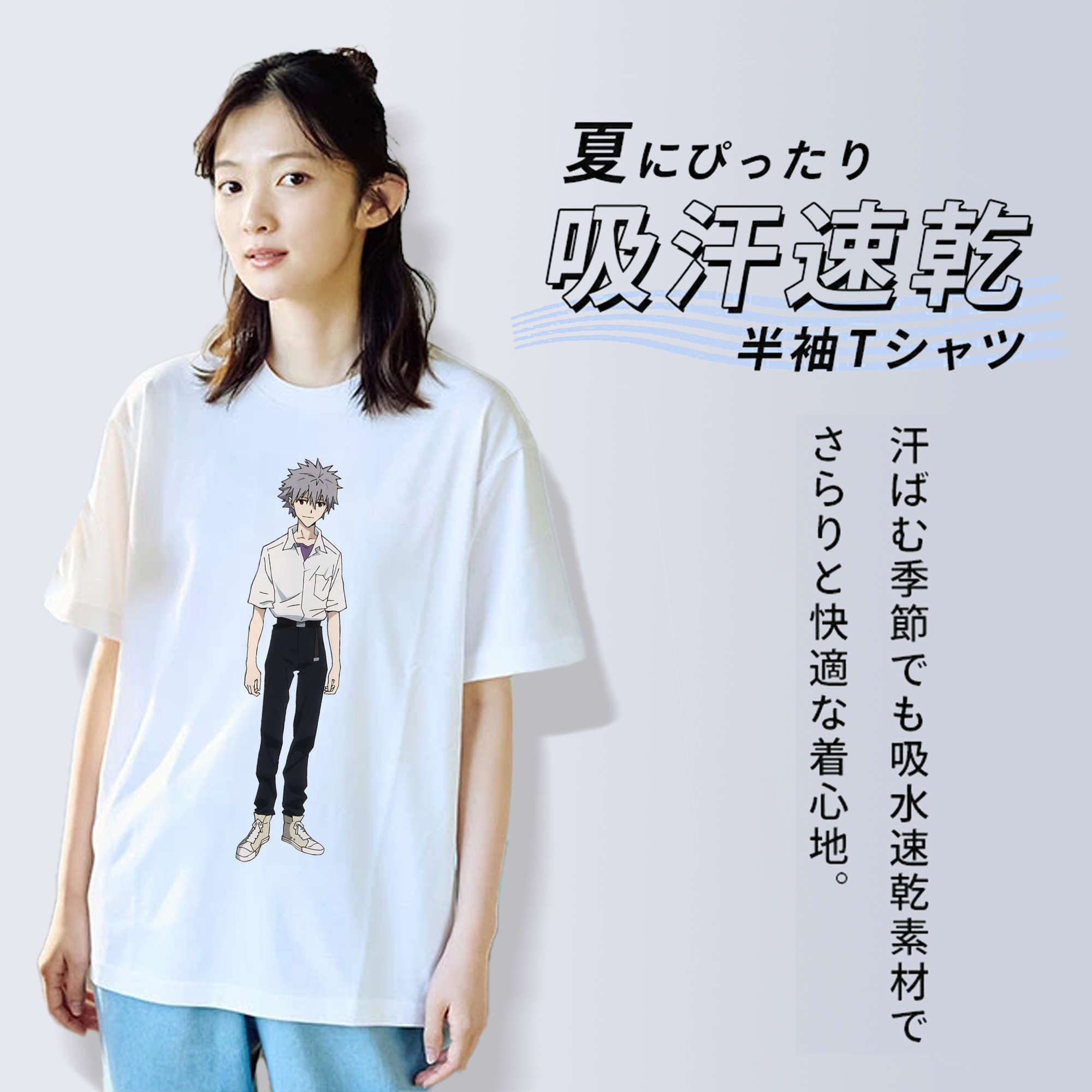 EVA 新世紀エヴァンゲリオン レディースカジュアルプリントTシャツ（綿100％）