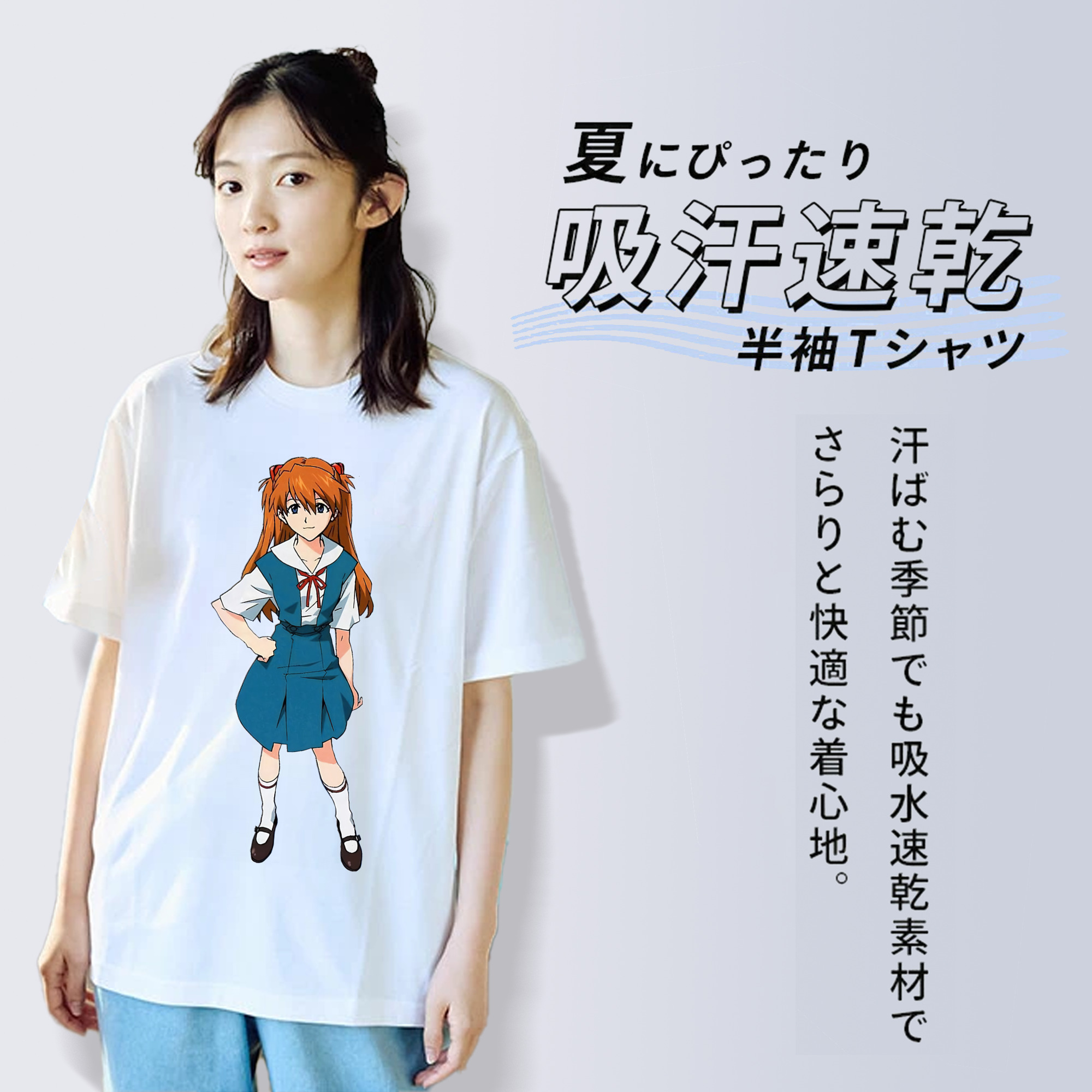 EVA 新世紀エヴァンゲリオン レディースカジュアルプリントTシャツ（綿100％）