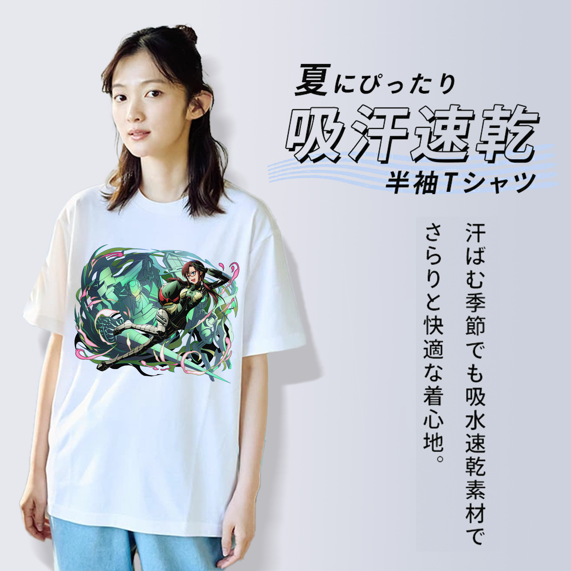 EVA 新世紀エヴァンゲリオン レディースカジュアルプリントTシャツ（綿100％）
