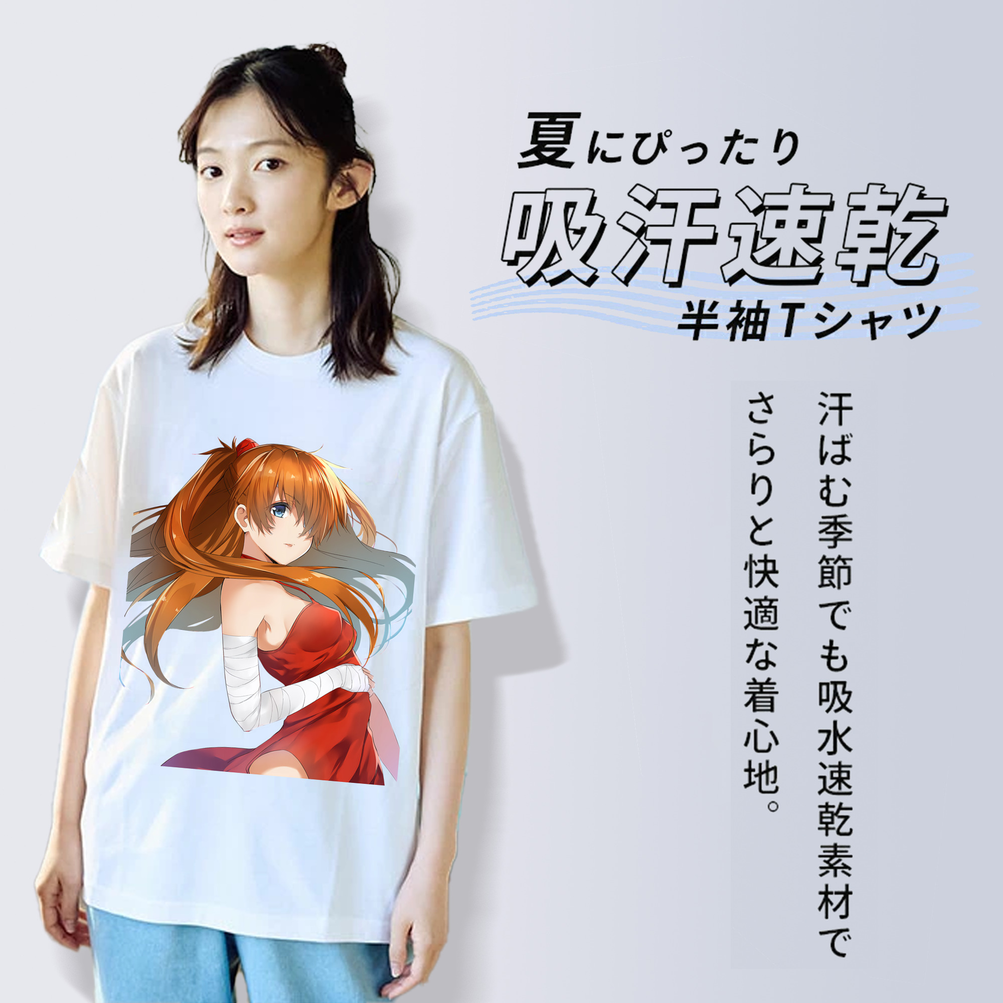 EVA 新世紀エヴァンゲリオン レディースカジュアルプリントTシャツ（綿100％）