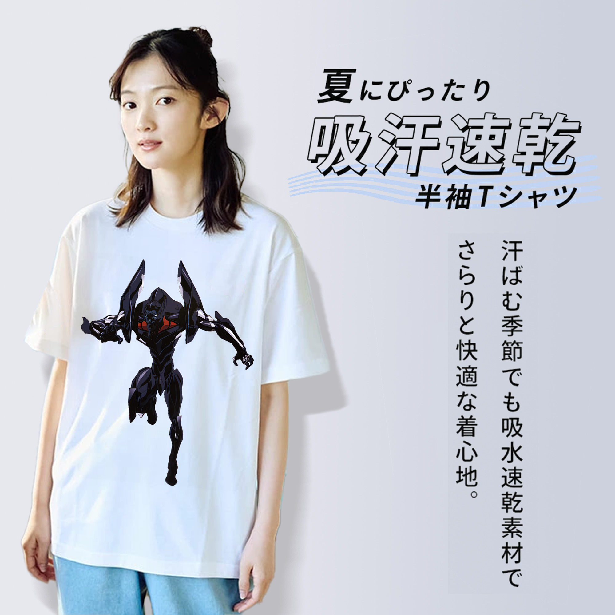 EVA 新世紀エヴァンゲリオン レディースカジュアルプリントTシャツ（綿100％）