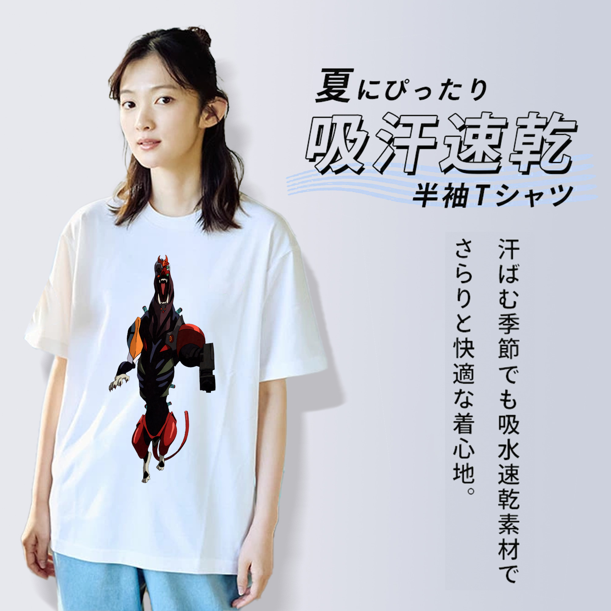 EVA 新世紀エヴァンゲリオン レディースカジュアルプリントTシャツ（綿100％）