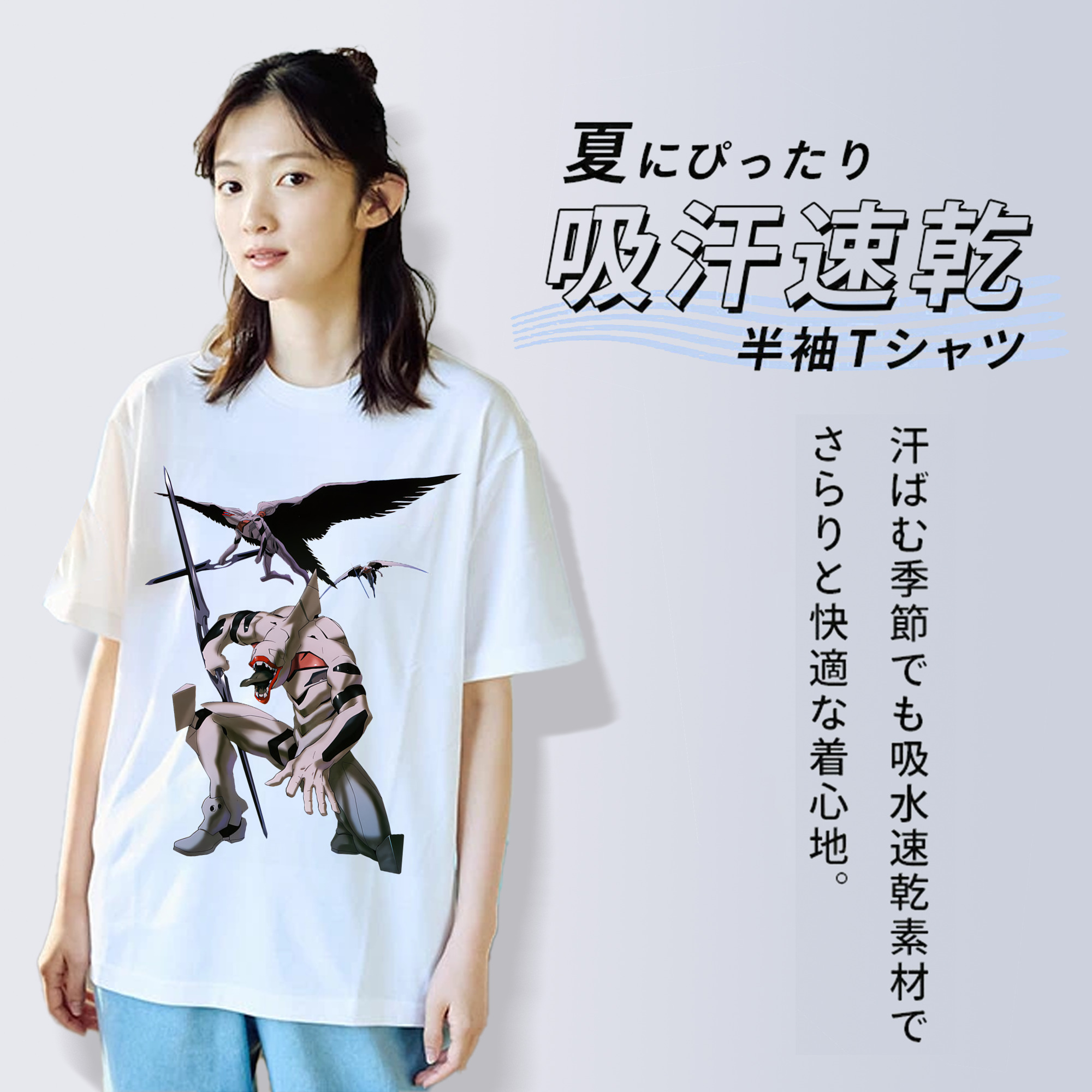 EVA 新世紀エヴァンゲリオン レディースカジュアルプリントTシャツ（綿100％）