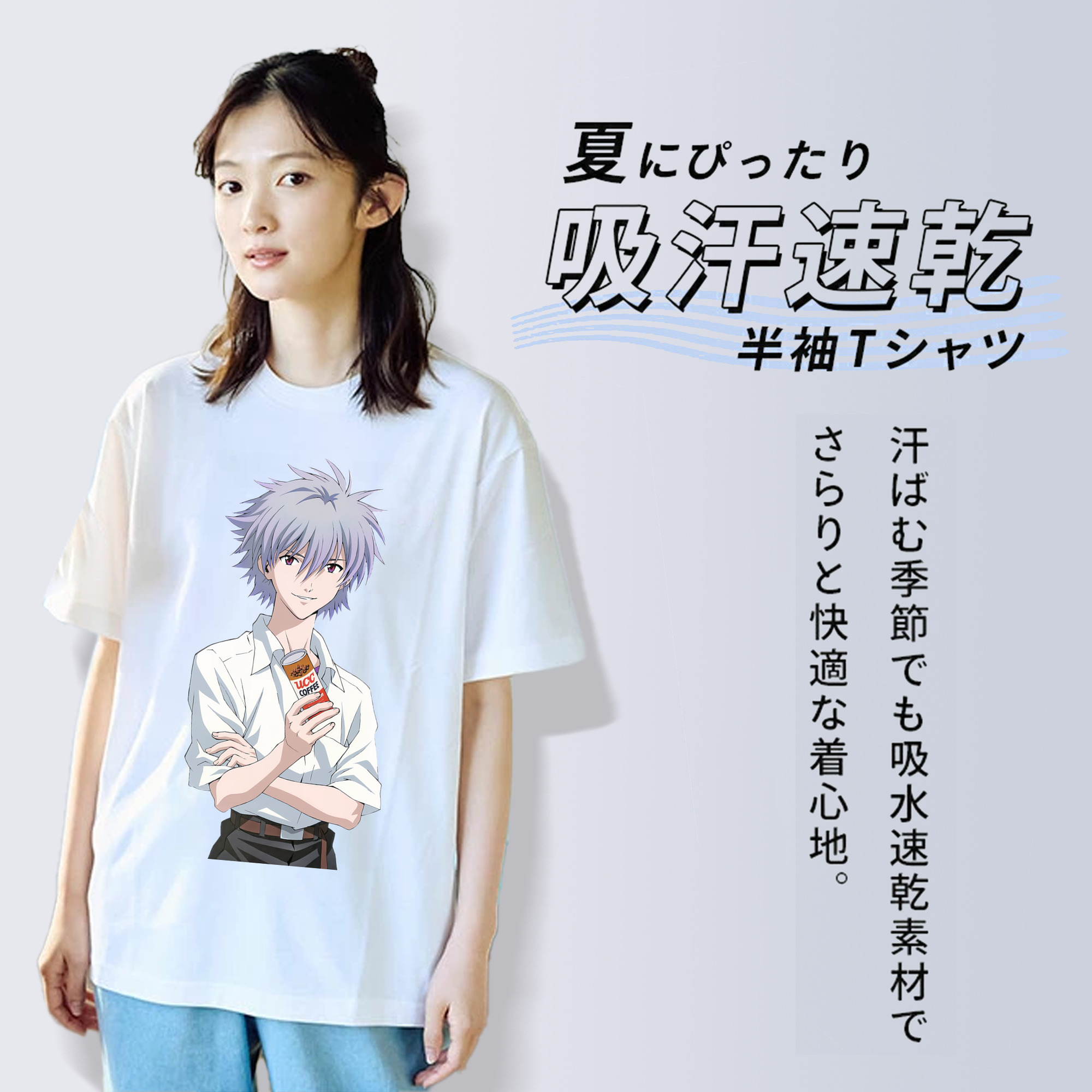 EVA 新世紀エヴァンゲリオン レディースカジュアルプリントTシャツ（綿100％）