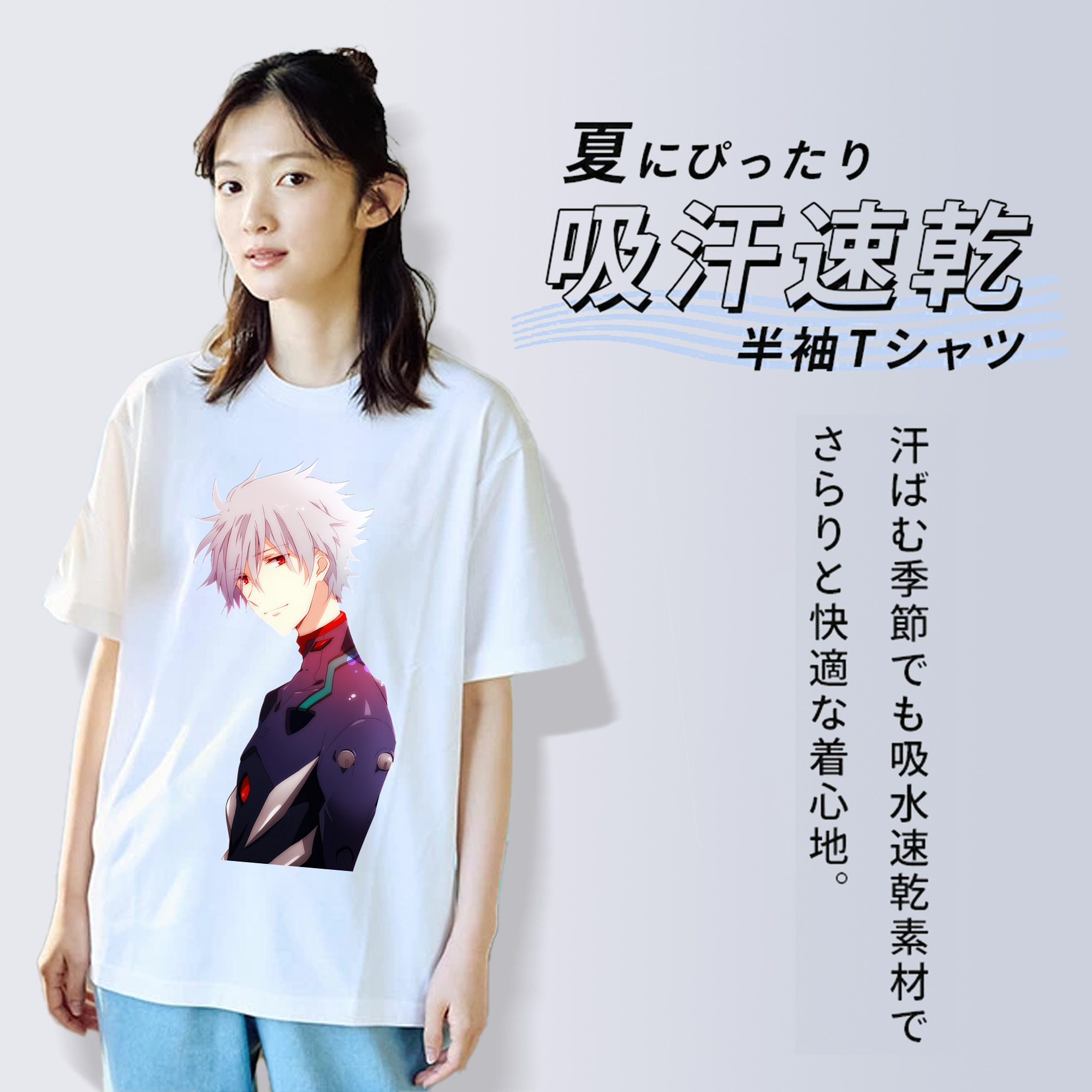 EVA 新世紀エヴァンゲリオン レディースカジュアルプリントTシャツ（綿100％）