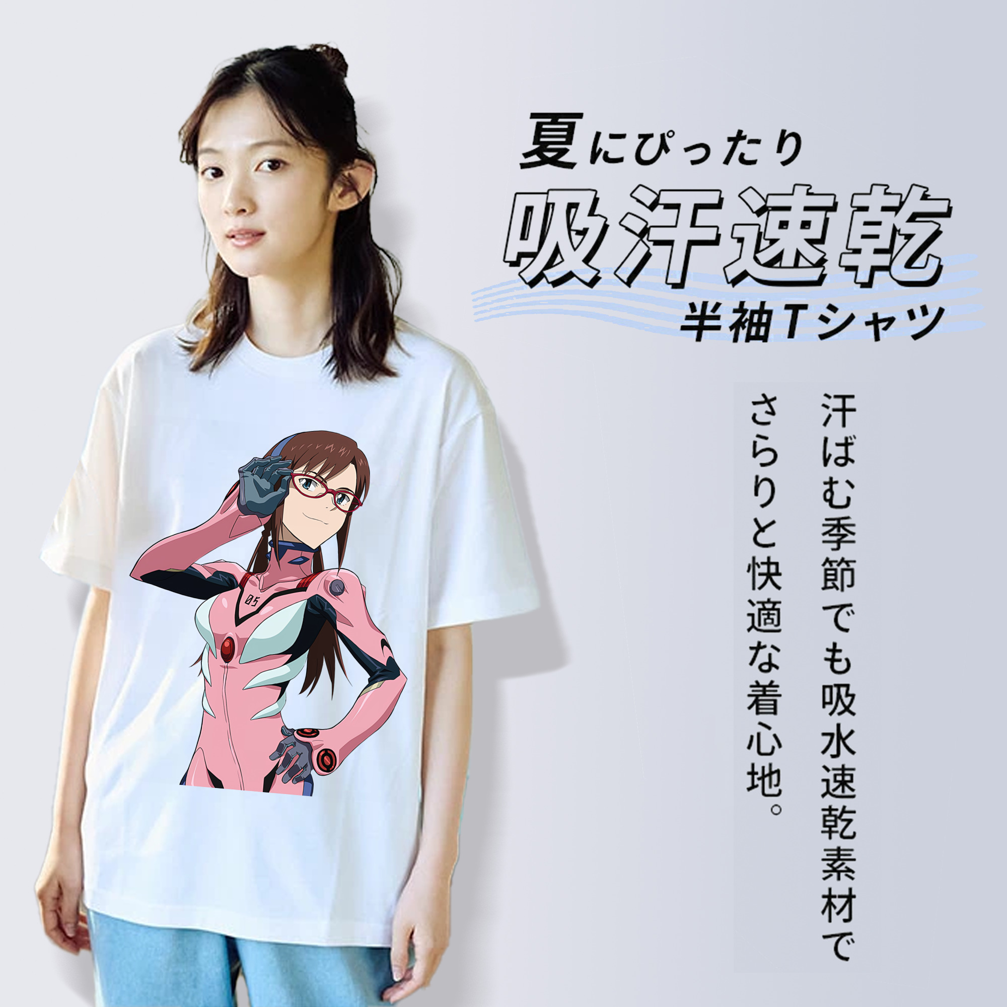 EVA 新世紀エヴァンゲリオン レディースカジュアルプリントTシャツ（綿100％）