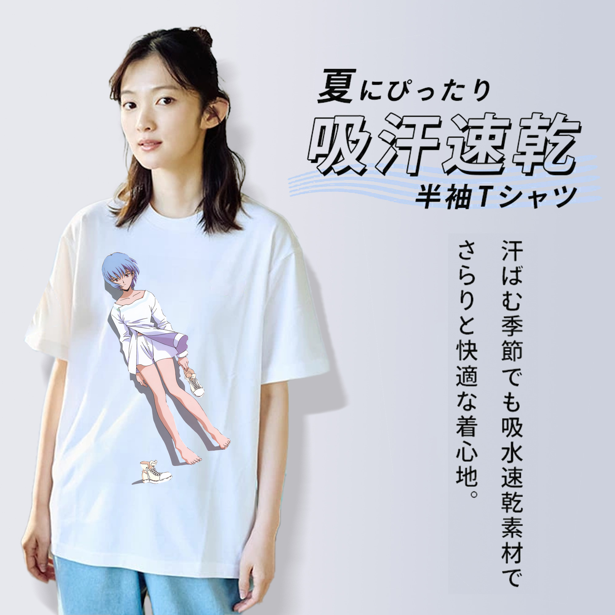 EVA 新世紀エヴァンゲリオン レディースカジュアルプリントTシャツ（綿100％）