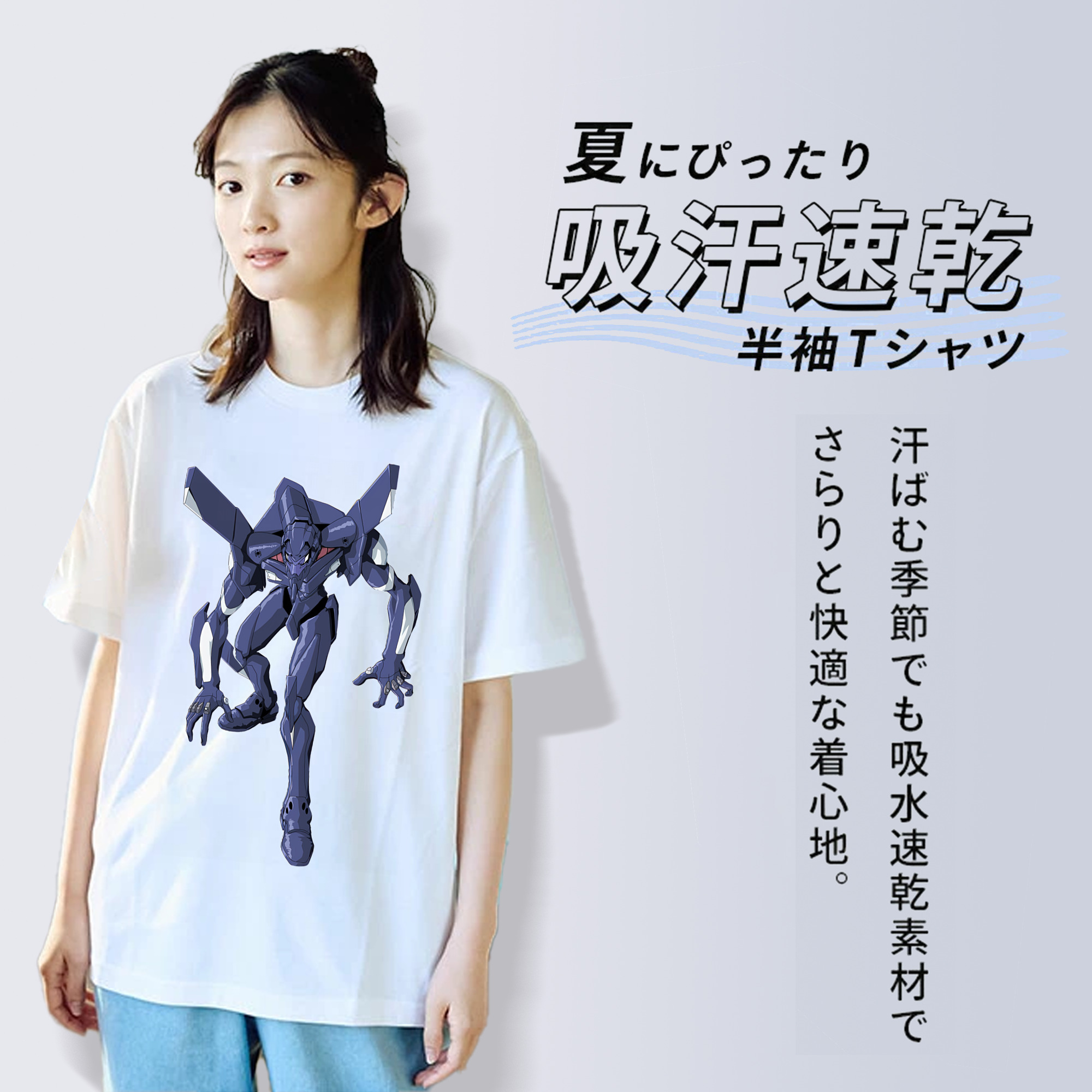 EVA 新世紀エヴァンゲリオン レディースカジュアルプリントTシャツ（綿100％）